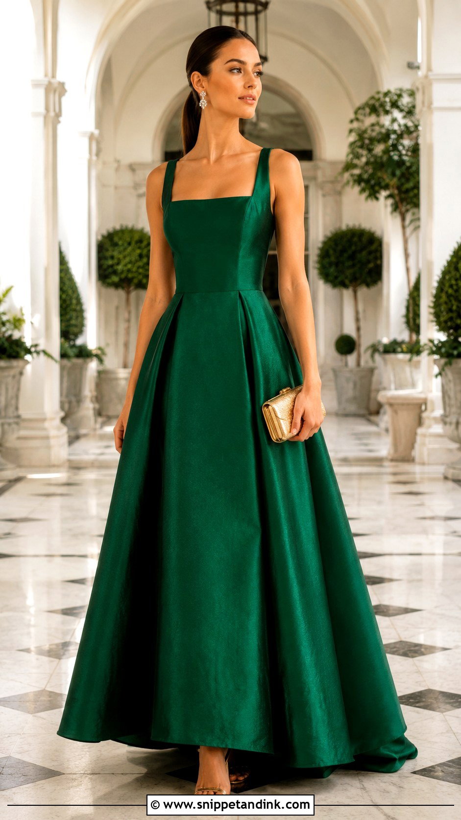 Emerald Green Gazar A Line Gown - Snippet and Ink - 20 Gazar Gown Ideas