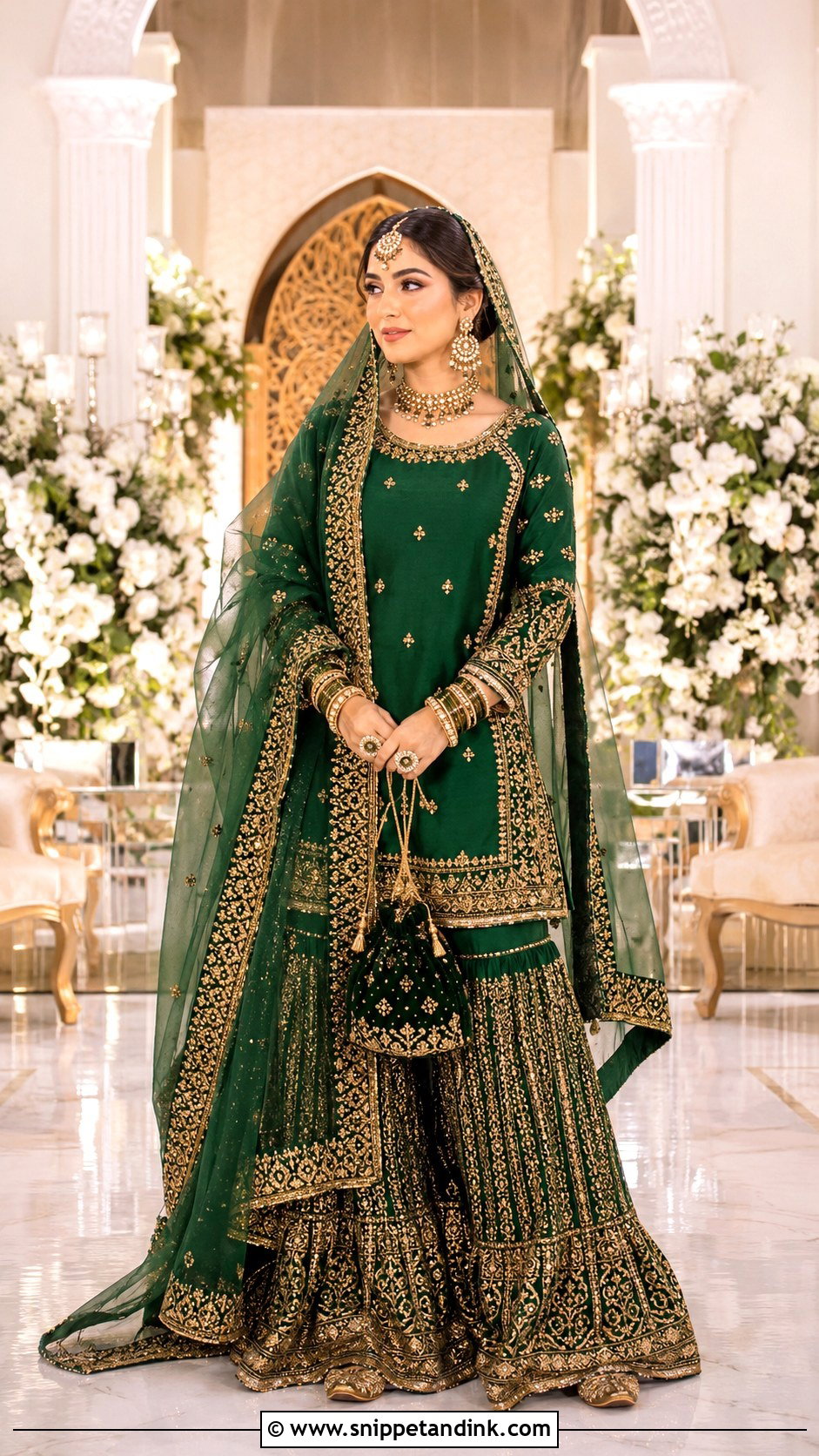 Emerald Green Gold Garara Bridal Dress - Snippet and Ink - 20 Garara Bridal Dress Ideas