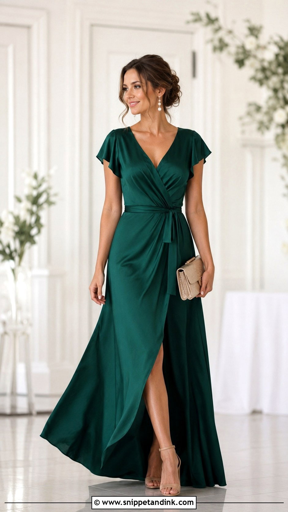 Emerald Green Gown With Nude Heels - Snippet and Ink - 30 Emerald Green Gown Ideas