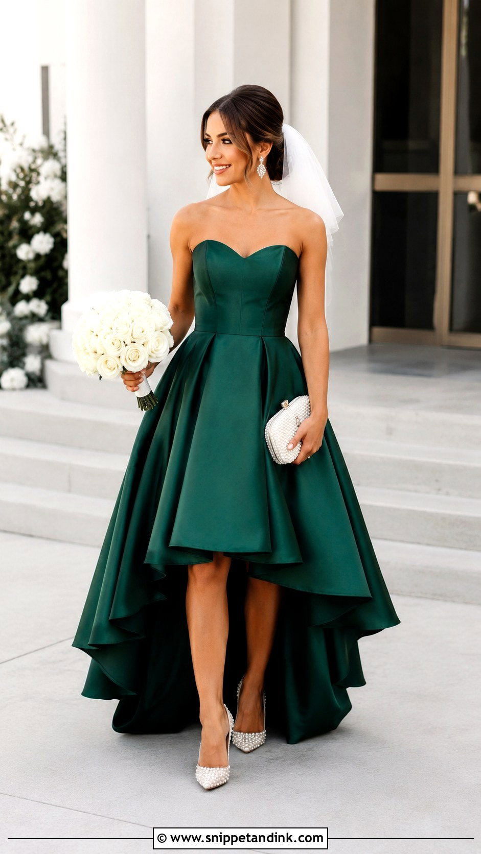 Emerald Green High Low Bridal Dress - Snippet and Ink - 20 Emerald Green Bridal Dress Ideas