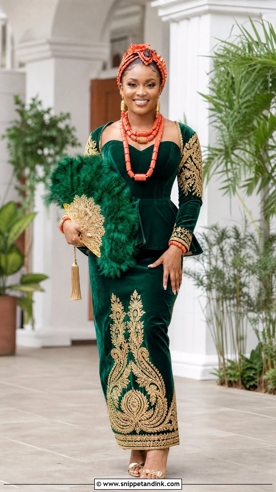 Emerald Green Igbo Bride Wrapper Outfit - Snippet and Ink - 20 Igbo Bride Traditional Wedding Outfit Ideas