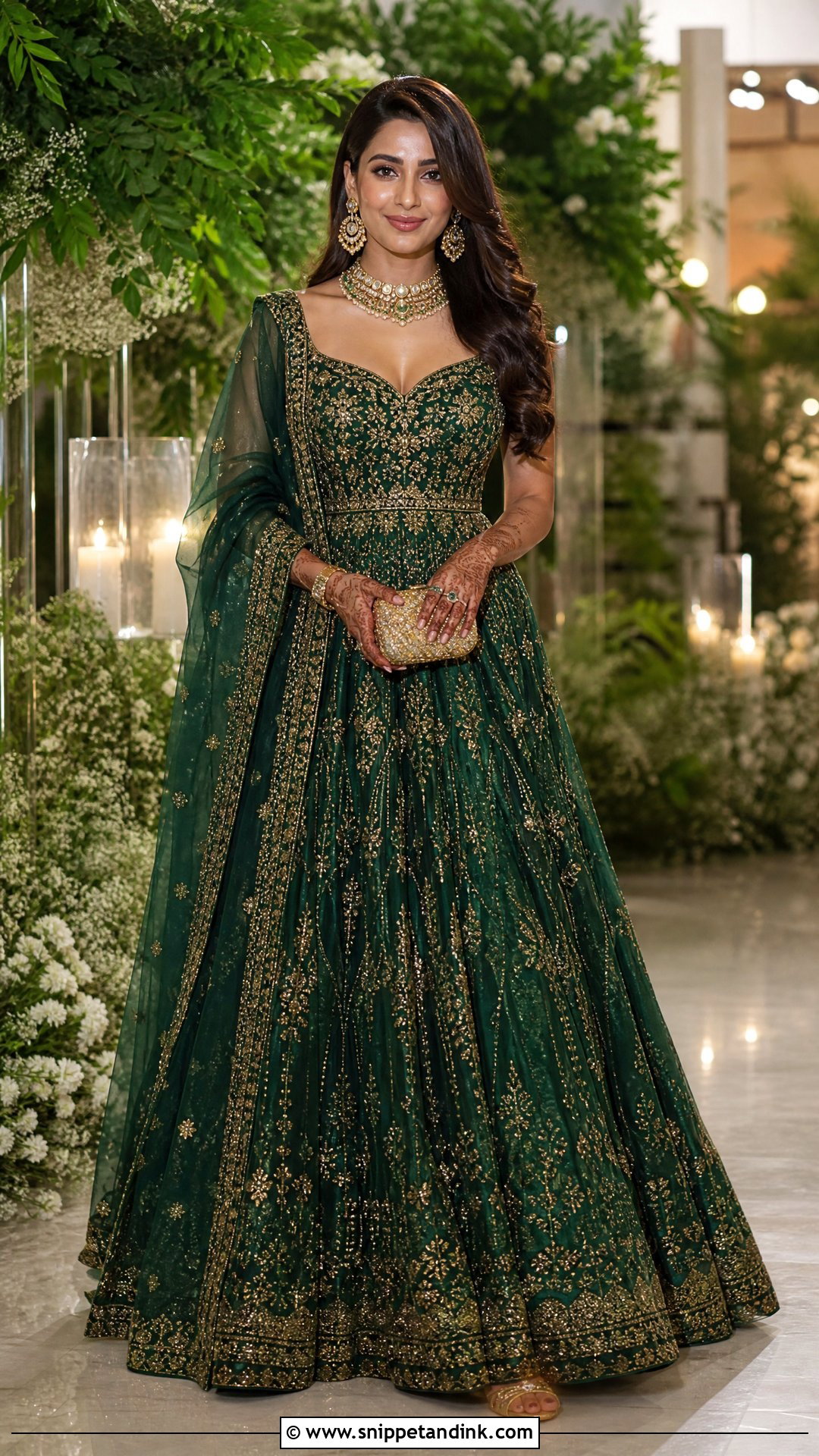 Emerald Green Indian Bridal Gown - Snippet and Ink - 20 Indian Bridal Gown Ideas