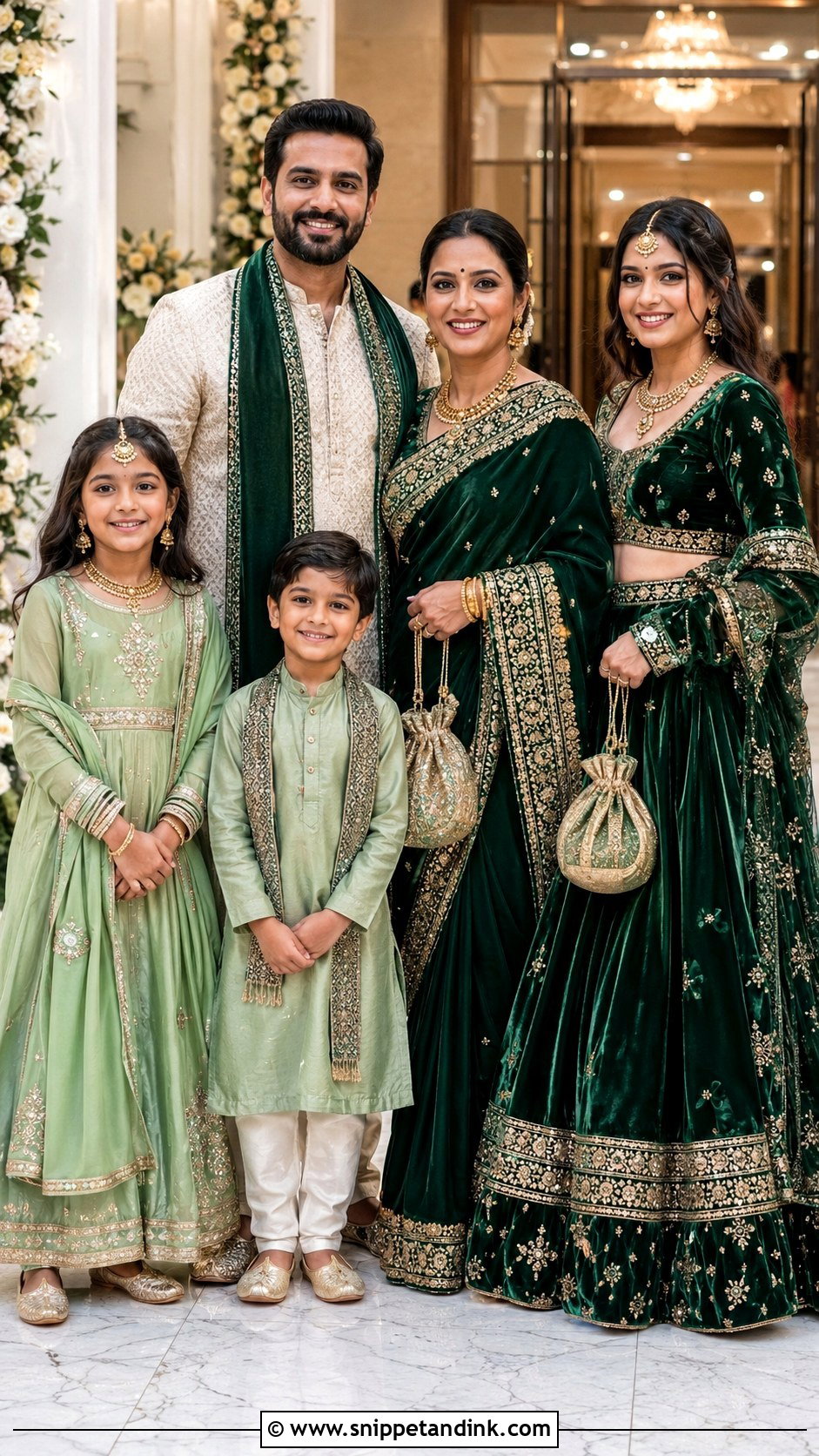 Emerald Green Indian Wedding Family Outfits - Snippet and Ink - 25 Indian Wedding Family Matching Outfits