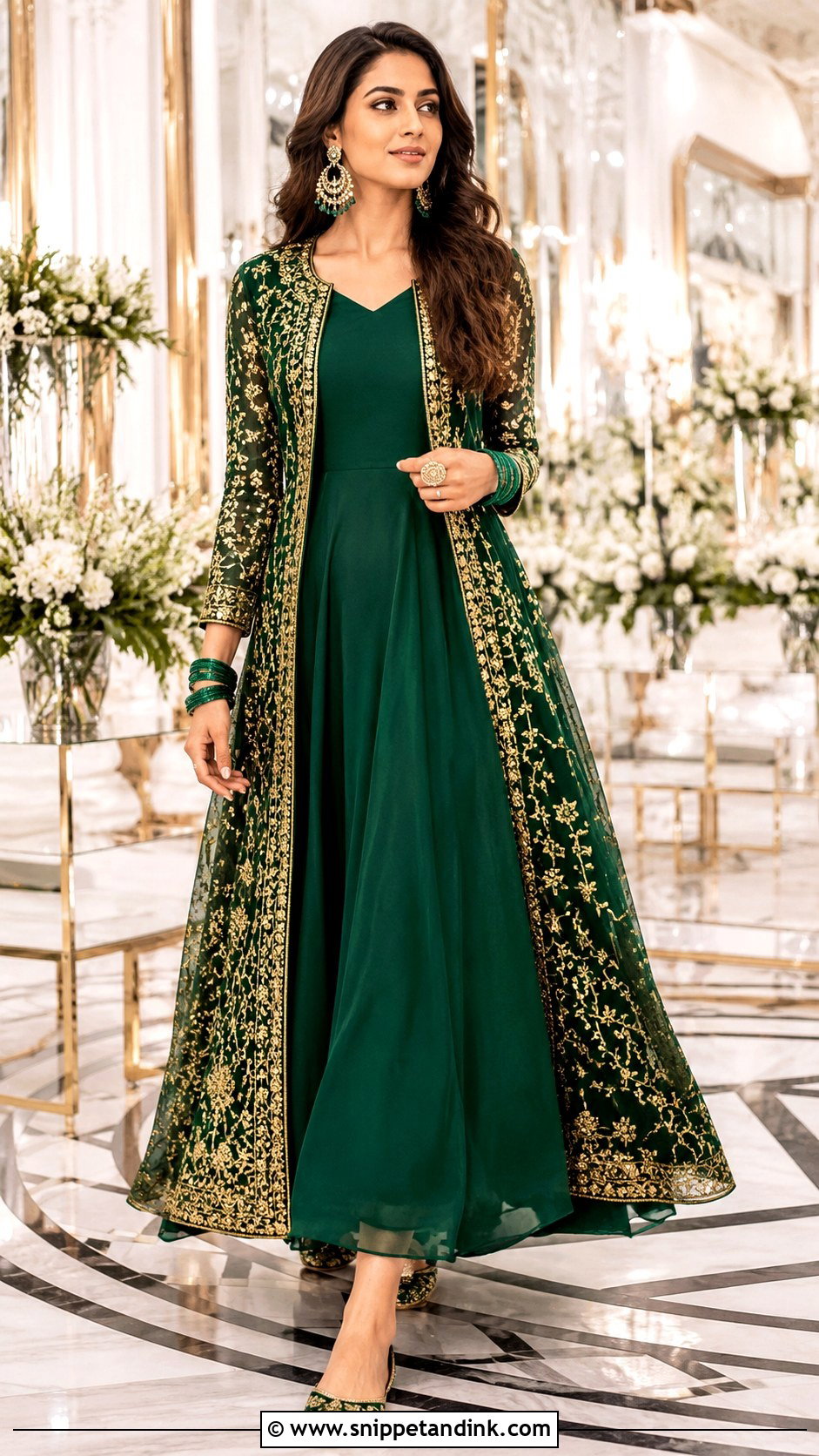 Emerald Green Jacket Anarkali Bridal Dress - Snippet and Ink - 20 Anarkali Bridal Dress Ideas