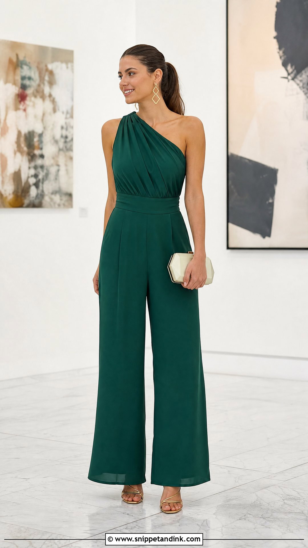Emerald Green Jumpsuit Bridesmaid Outfit - Snippet and Ink - 20 Spring Wedding Party Attire Ideas