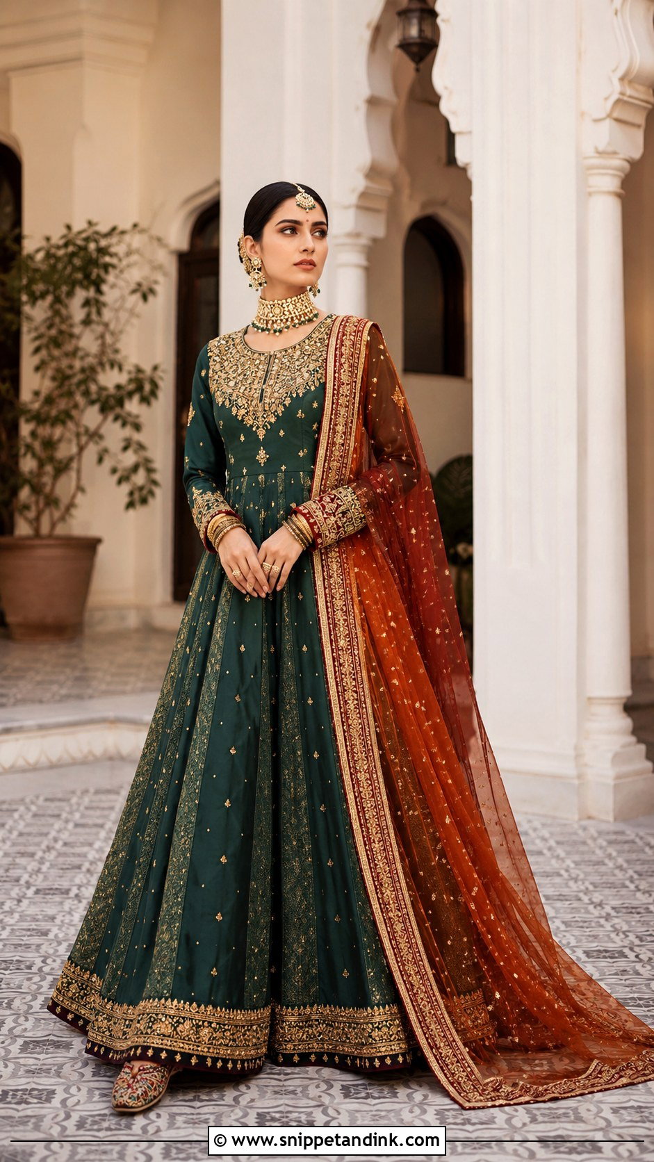 Emerald Green Kalidar Haris Shakeel Bridal Dress - Snippet and Ink - 20 Haris Shakeel Bridal Dresses