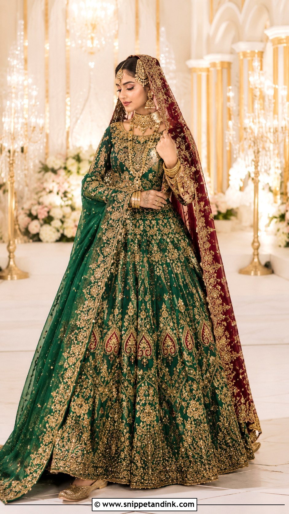 Emerald Green Kashees Bridal Lehenga - Snippet and Ink - 20 Kashees Bridal Dresses