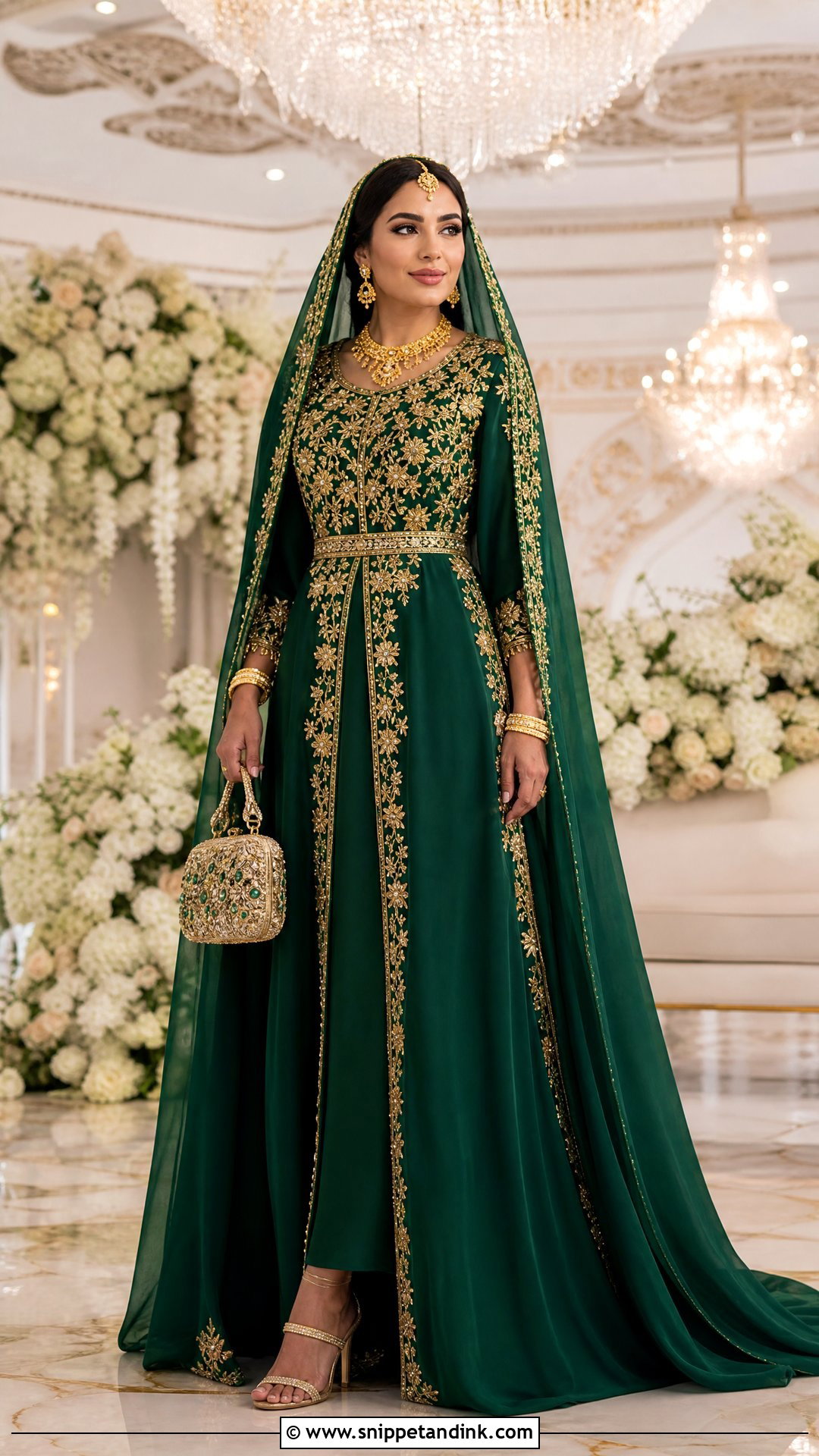 Emerald Green Khaleeji Wedding Dress - Snippet and Ink - 20 Khaleeji Wedding Dresses