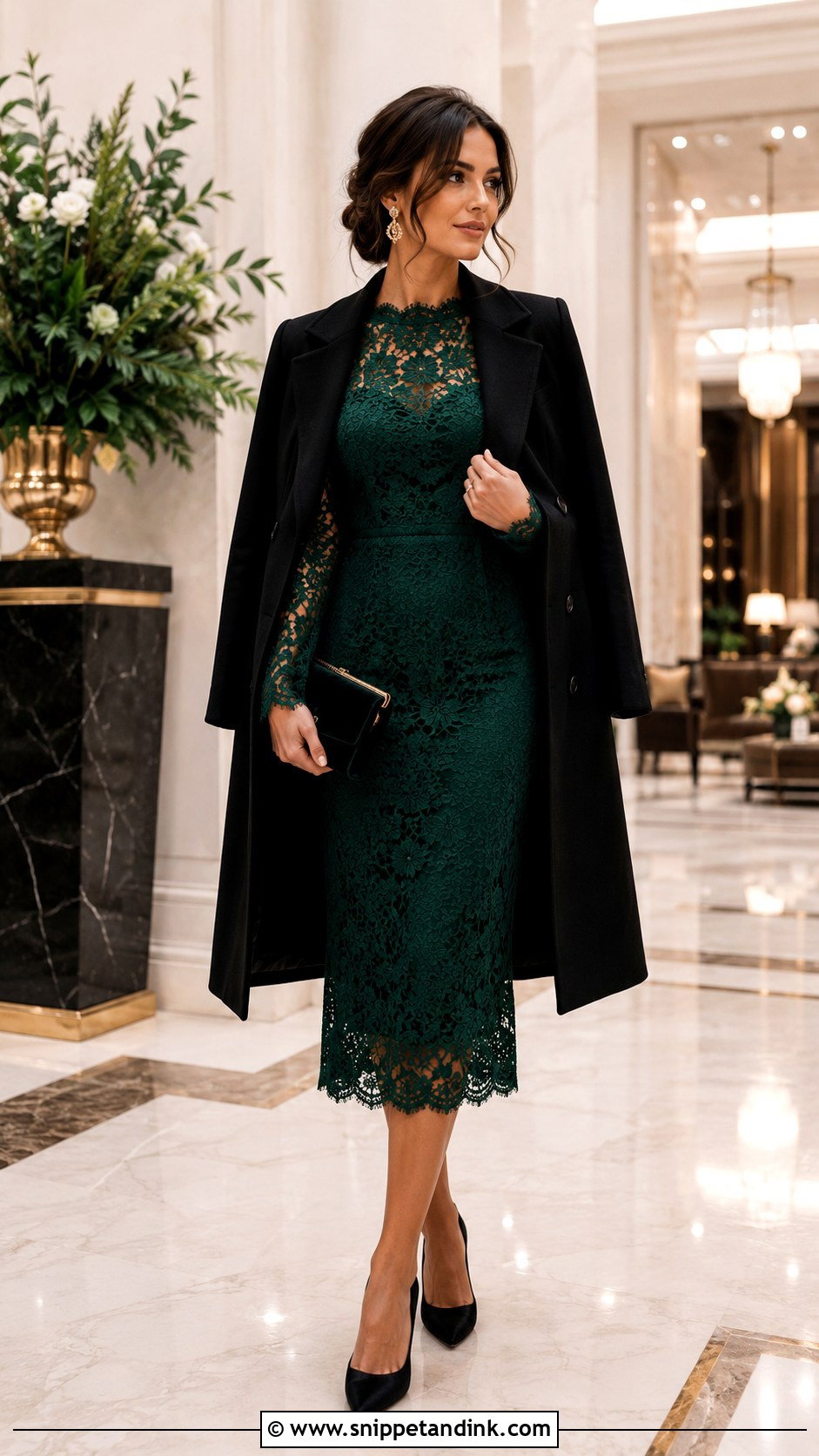 Emerald Green Lace Dress for Winter Wedding - Snippet and Ink - 20 Lace Dress for Wedding Ideas