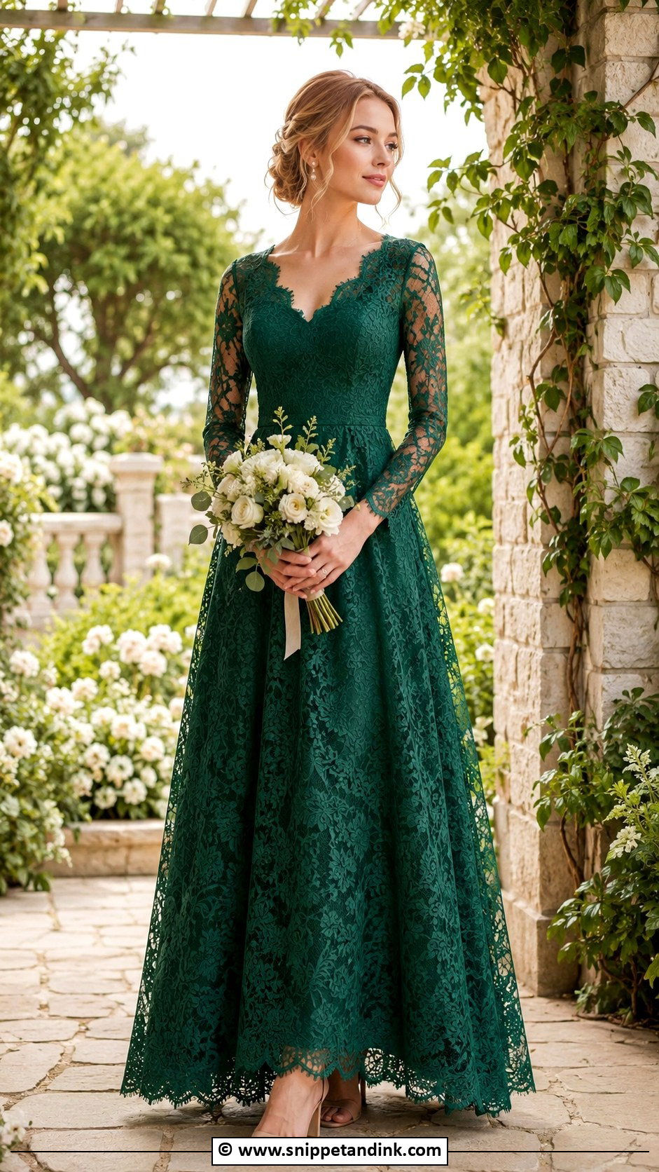 Emerald Green Lace Wedding Dress - Snippet and Ink - 30 Emerald Green Wedding Dress Ideas