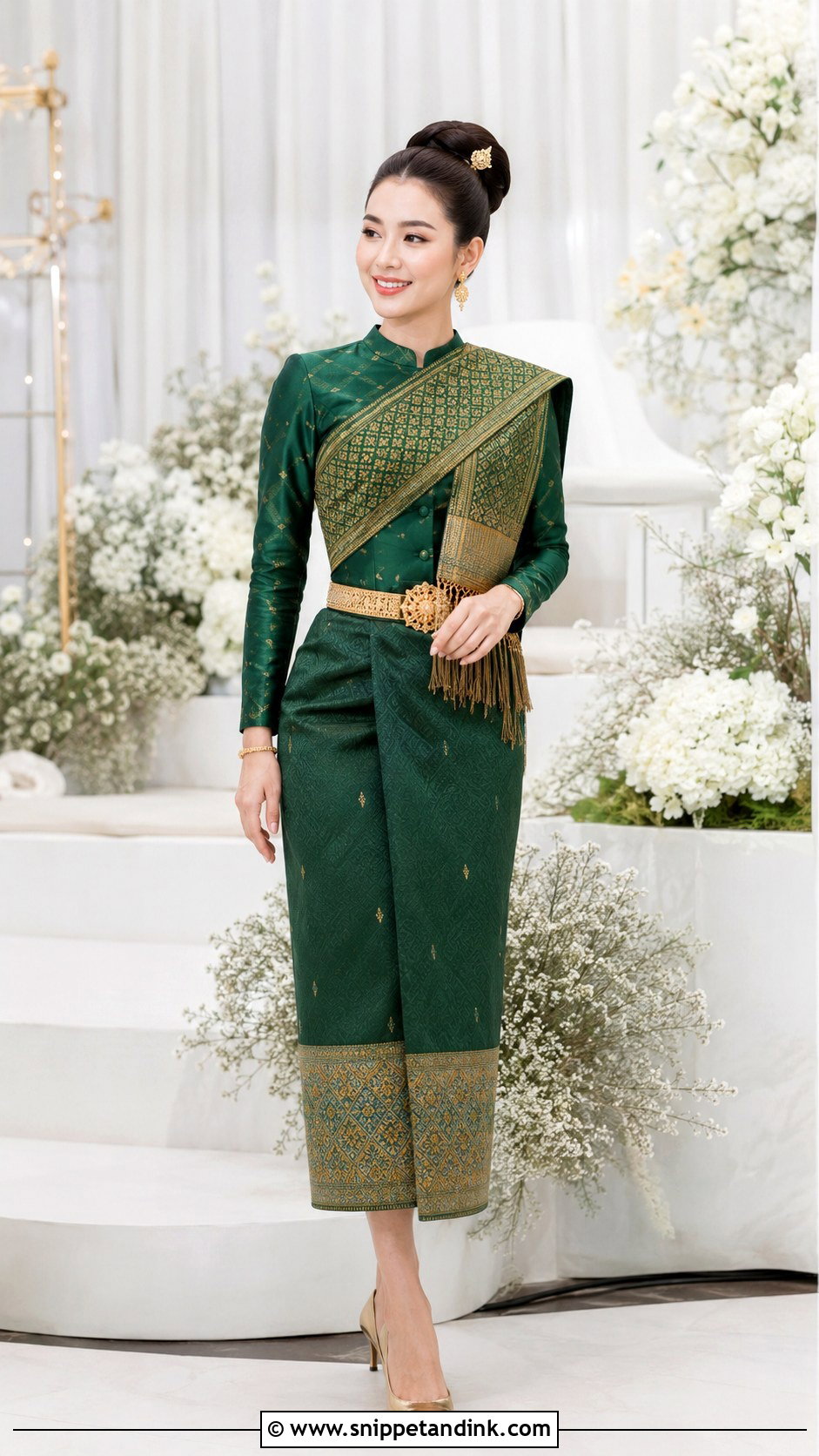 Emerald Green Lao Wedding Dress - Snippet and Ink - 20 Lao Wedding Dress Ideas