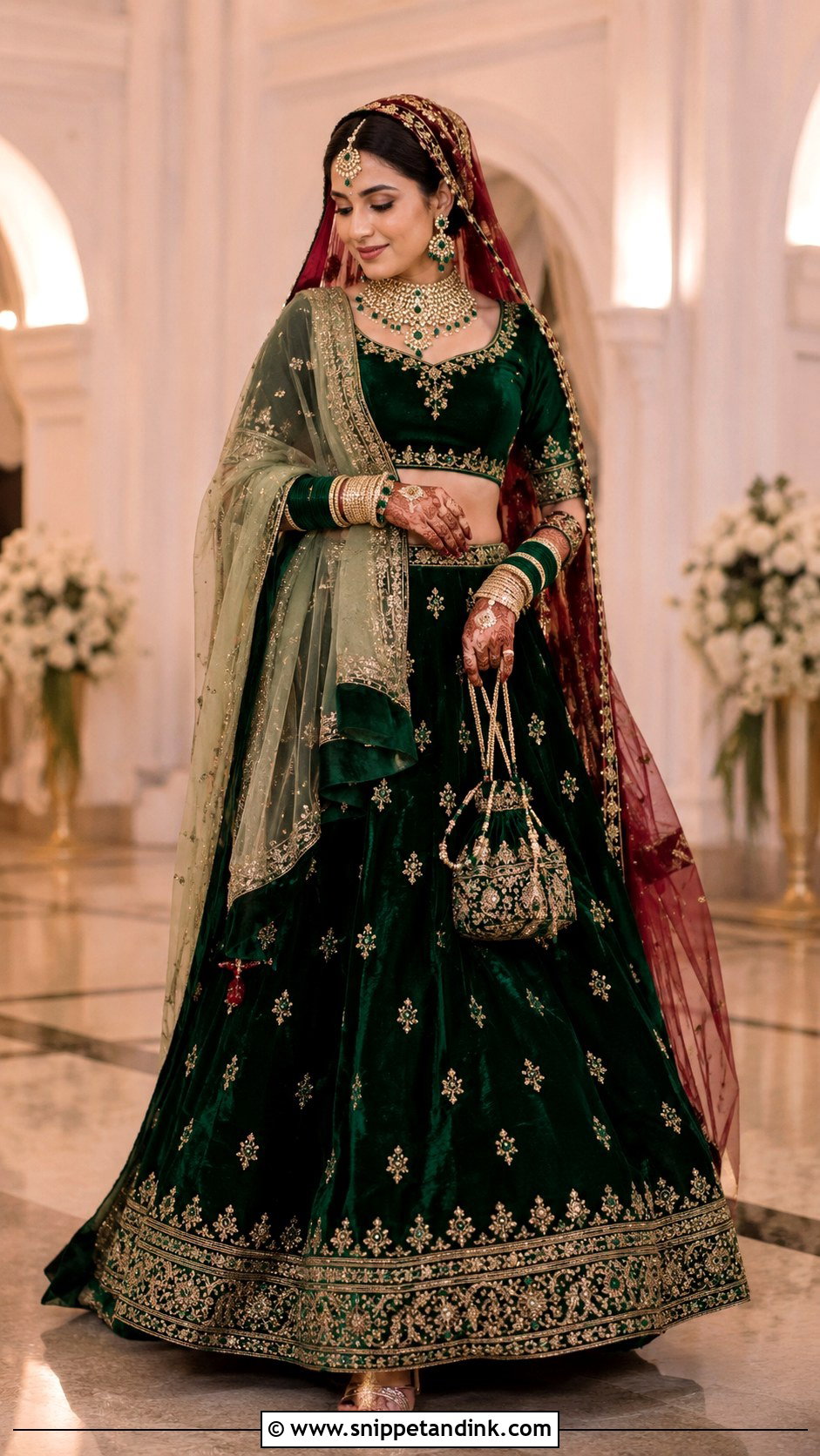 Emerald Green Lehenga Bridal Dress for Barat - Snippet and Ink - 20 Bridal Dress for Barat Ideas