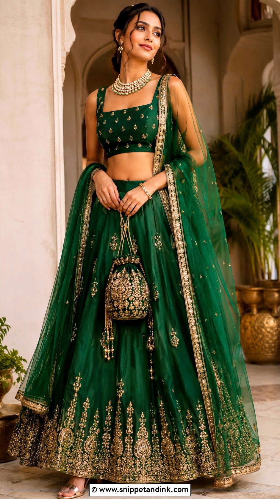 Emerald Green Lehenga Choli - Snippet and Ink - 20 Wedding Choli Ideas