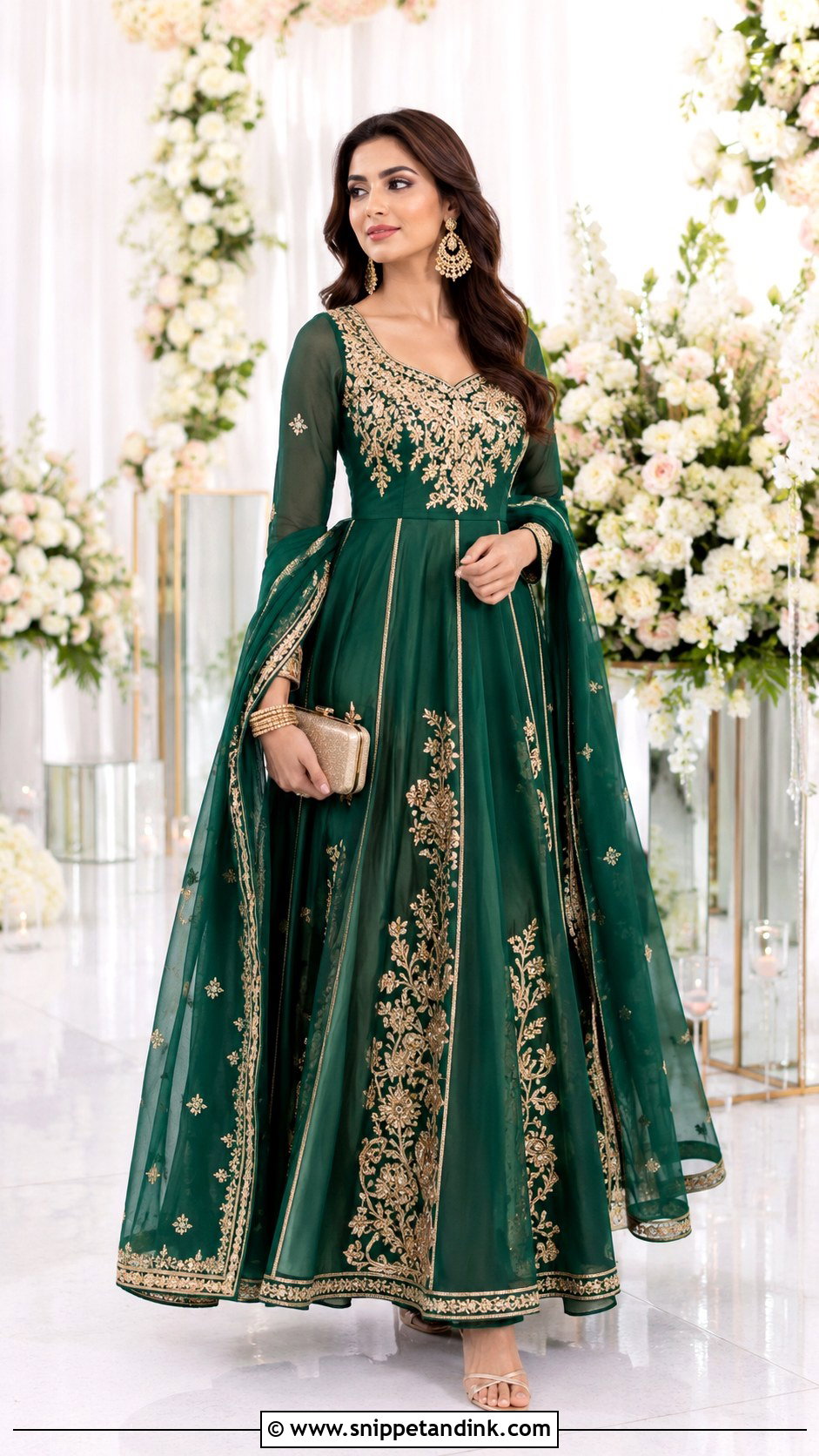 Emerald Green Long Frock for Wedding - Snippet and Ink - 20 Long Frock for Wedding Ideas