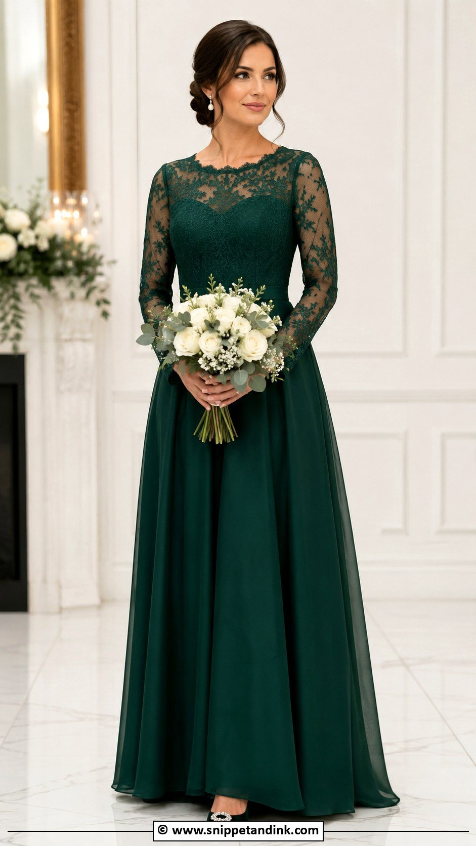 Emerald Green Long Sleeve Wedding Dress - Snippet and Ink - 30 Emerald Green Wedding Dress Ideas