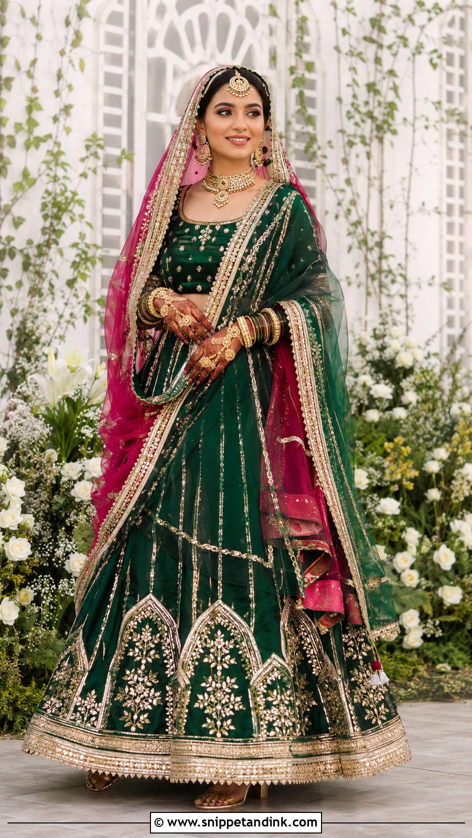 Emerald Green Marwadi Bride Look - Snippet and Ink - 25 Marwadi Bride Ideas
