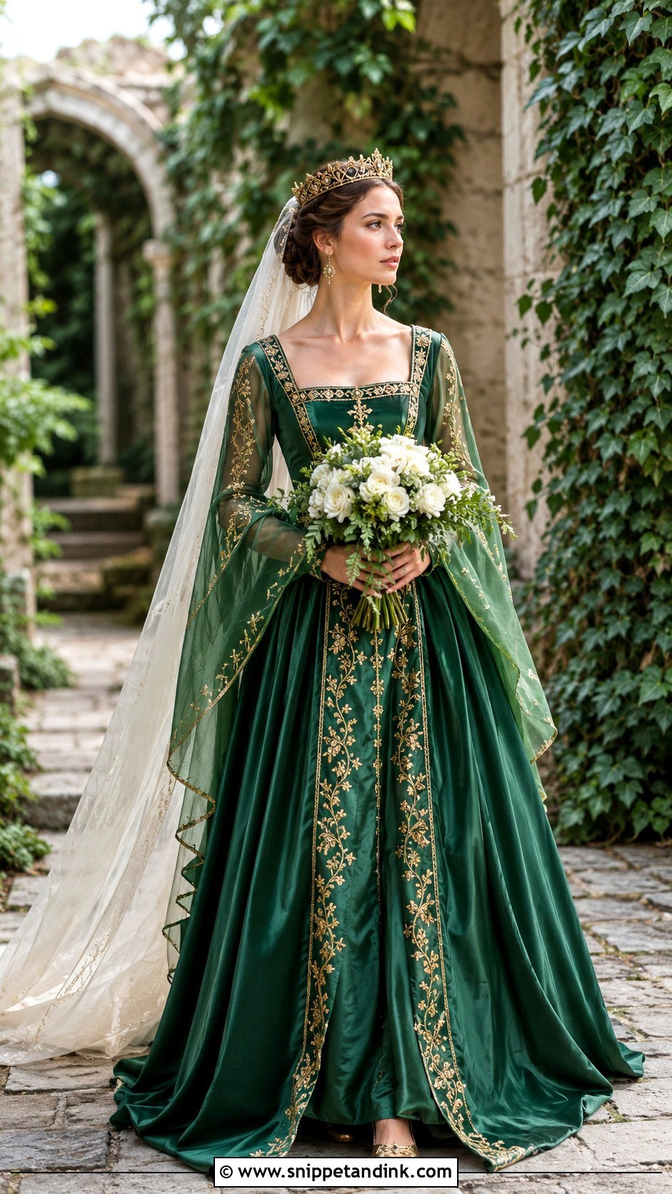 Emerald Green Medieval Queen Wedding Dress - Snippet and Ink - 20 Medieval Queen Wedding Dress Ideas