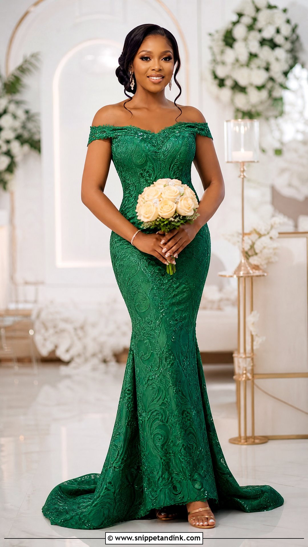 Emerald Green Mermaid Bridal Train Dress - Snippet and Ink - 20 Bridal Train Dresses Nigeria