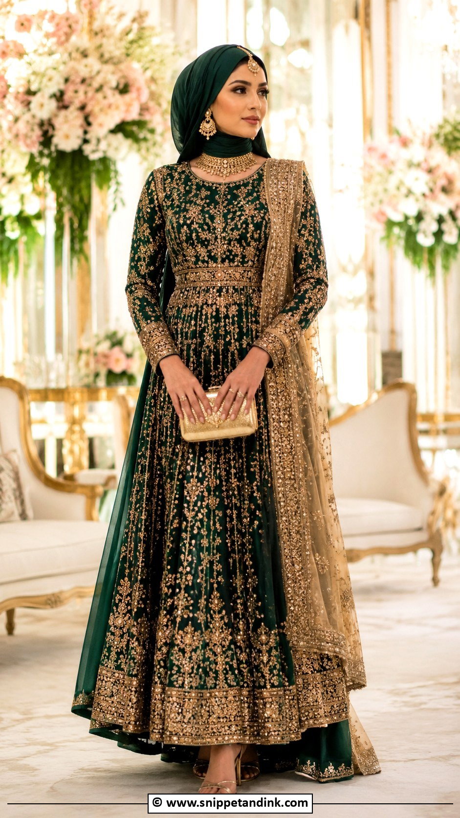Emerald Green Muslim Bridal Dress - Snippet and Ink - 30 Muslim Bridal Ideas