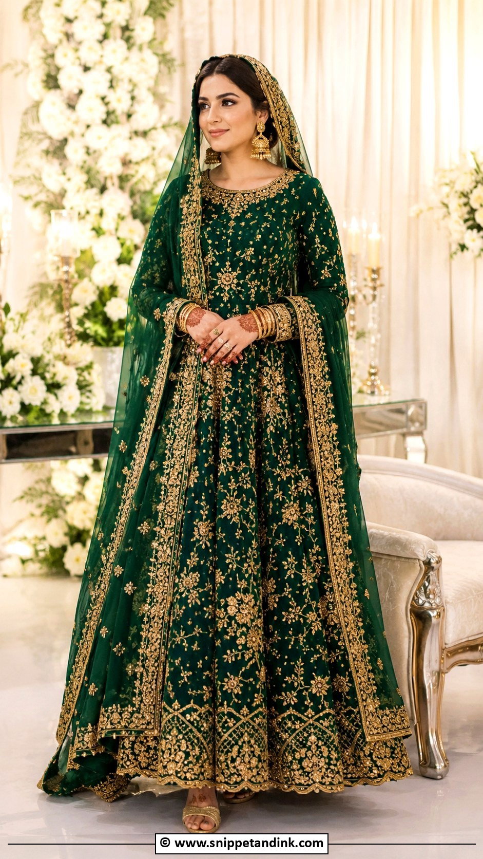 Emerald Green Nikah Lehenga Outfit - Snippet and Ink - 35 Nikah Outfit Ideas