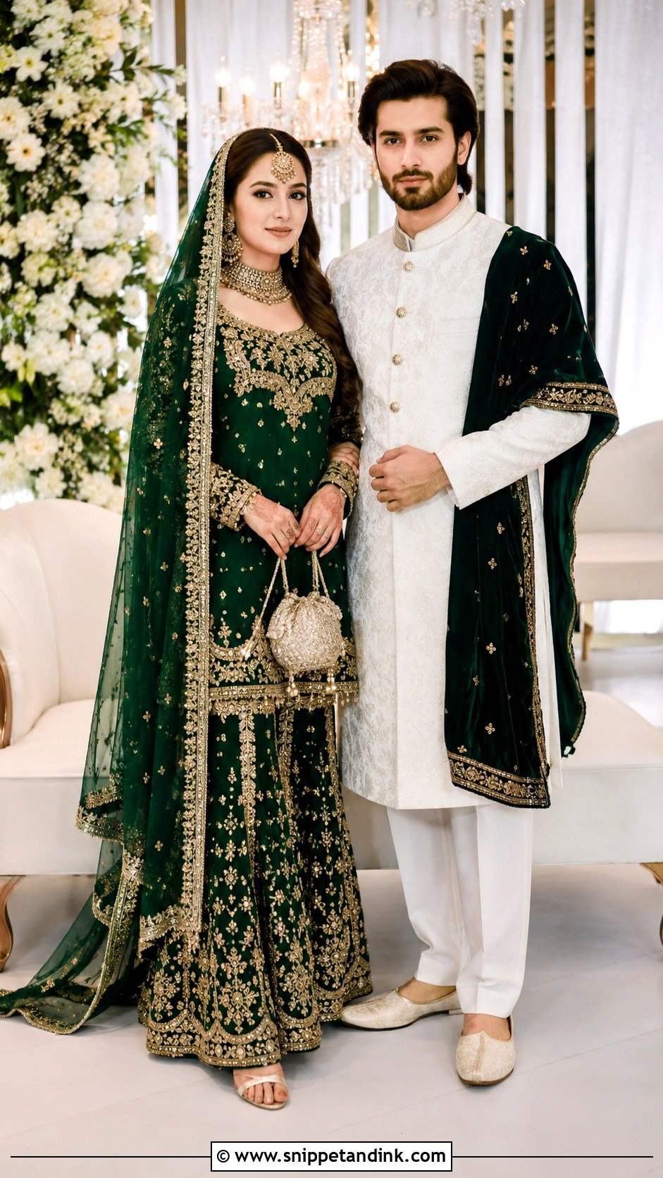 Emerald Green Nikkah Couple Outfit - Snippet and Ink - 25 Nikkah Couple Outfit Ideas