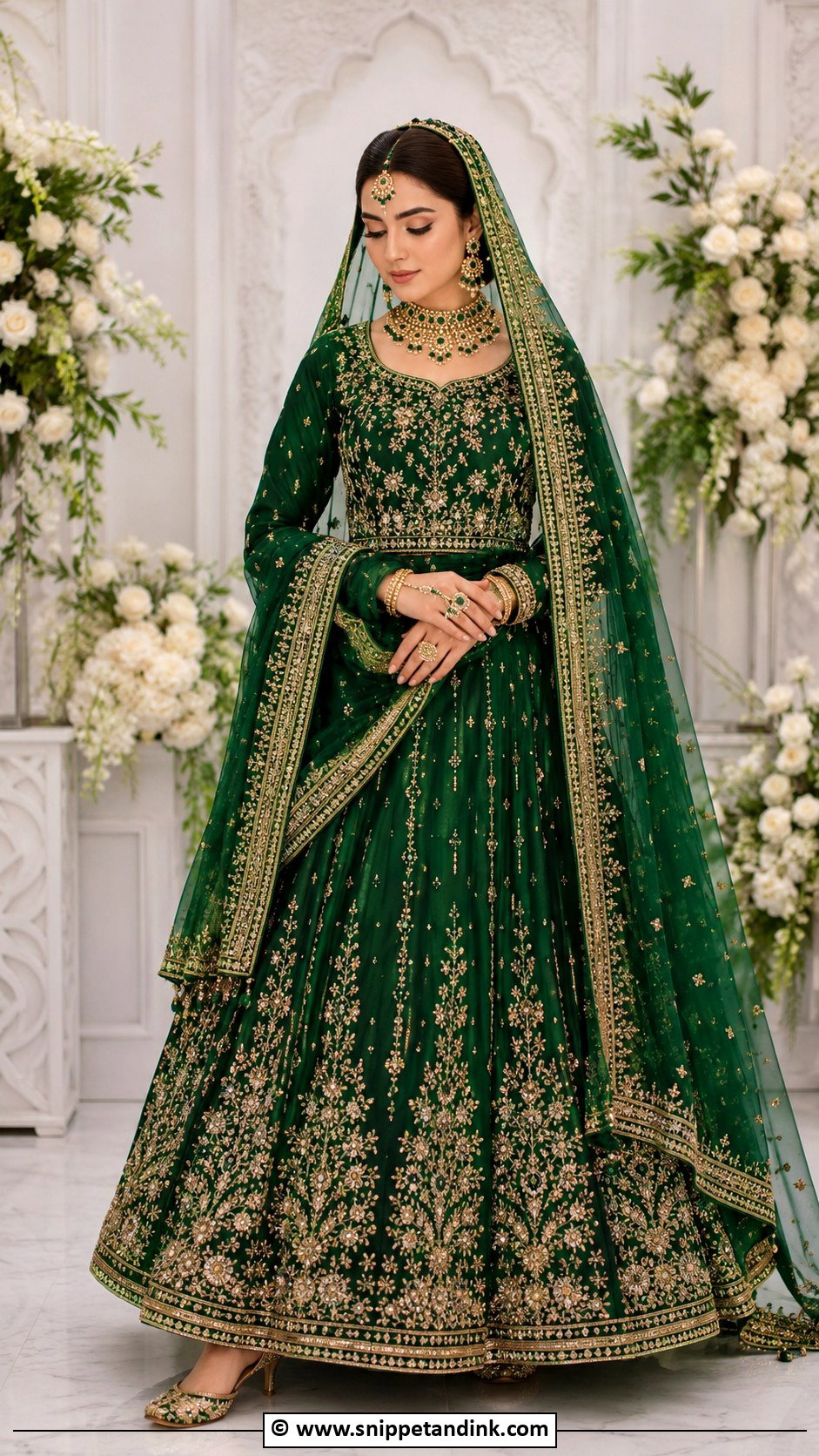 Emerald Green Nikkah Lehenga Outfit - Snippet and Ink - 25 Nikkah Outfits for Bride