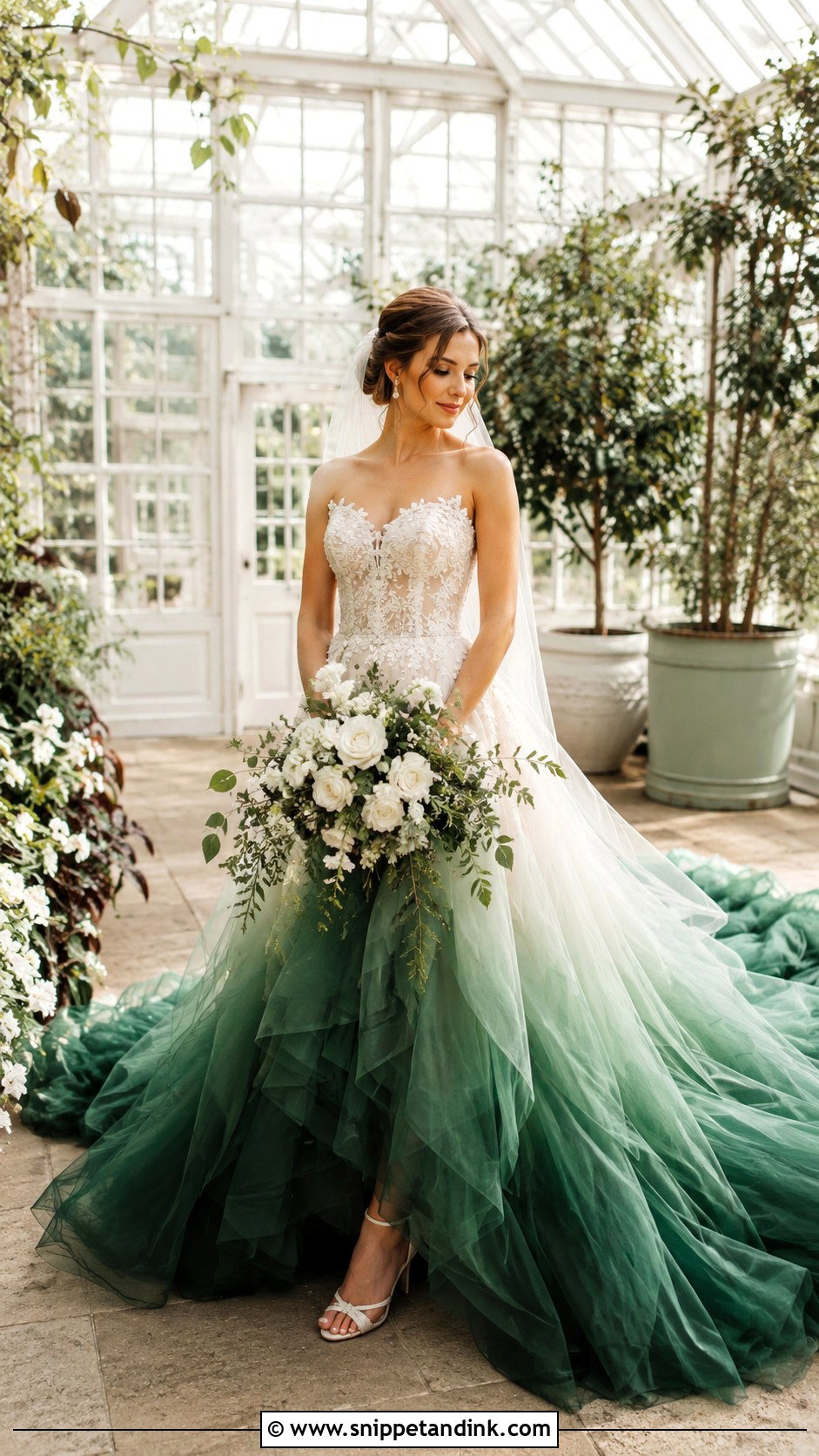 Emerald Green Ombre Bridal Dress - Snippet and Ink - 20 Emerald Green Bridal Dress Ideas