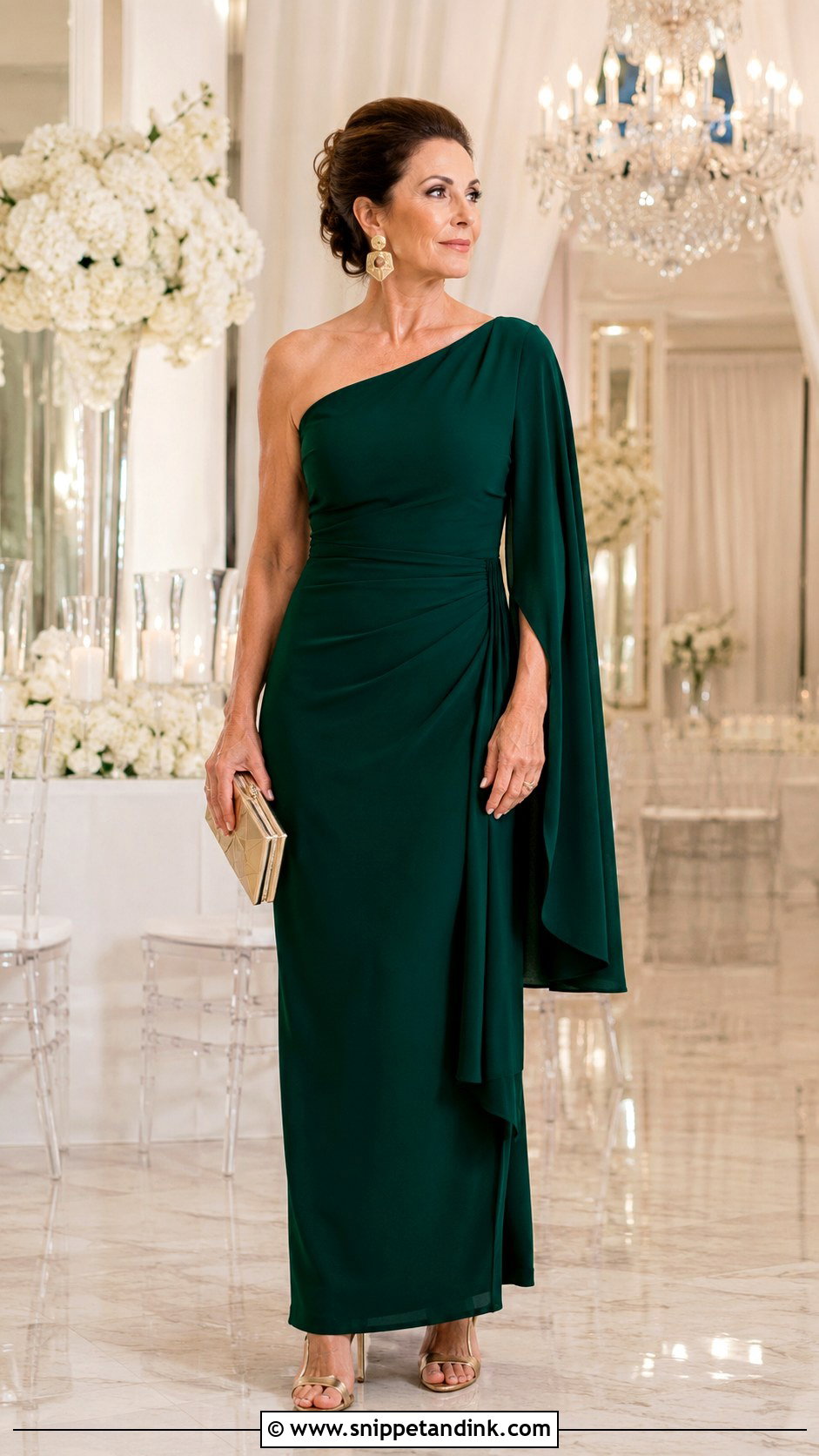 Emerald Green One Shoulder Bridal Mom Dress - Snippet and Ink - 20 Bridal Mom Dress Ideas