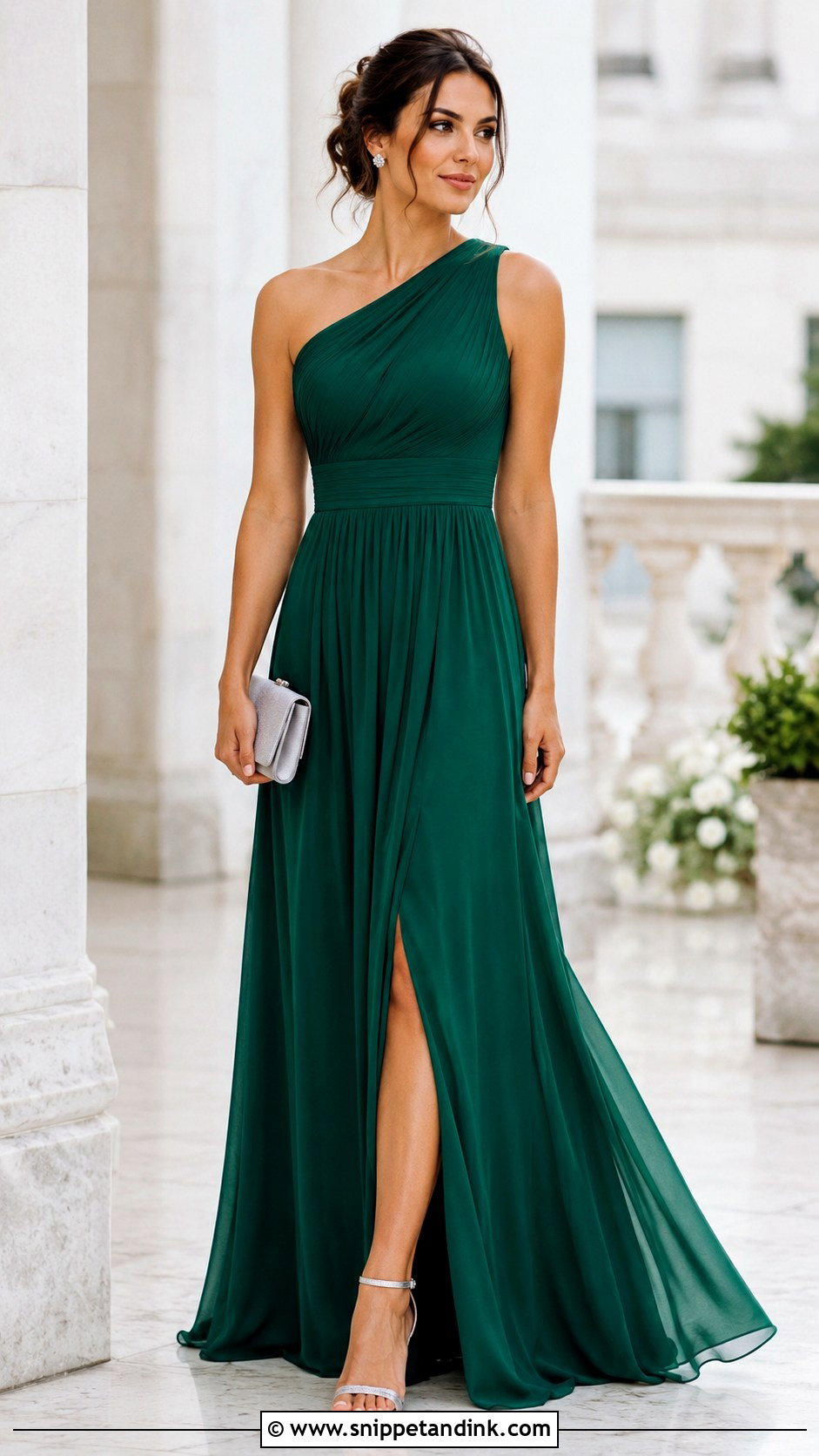 Emerald Green One Shoulder Maid of Honor Dress - Snippet and Ink - 20 Emerald Green Maid of Honor Dress Ideas