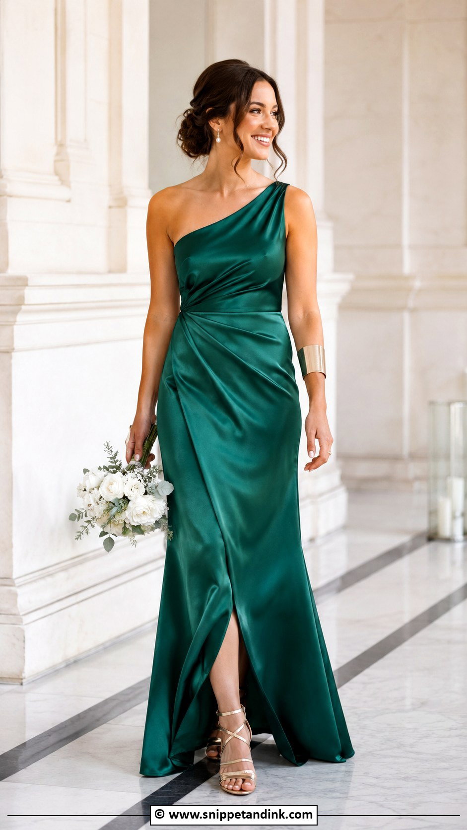 Emerald Green One Shoulder Wedding Dress - Snippet and Ink - 30 Emerald Green Wedding Dress Ideas