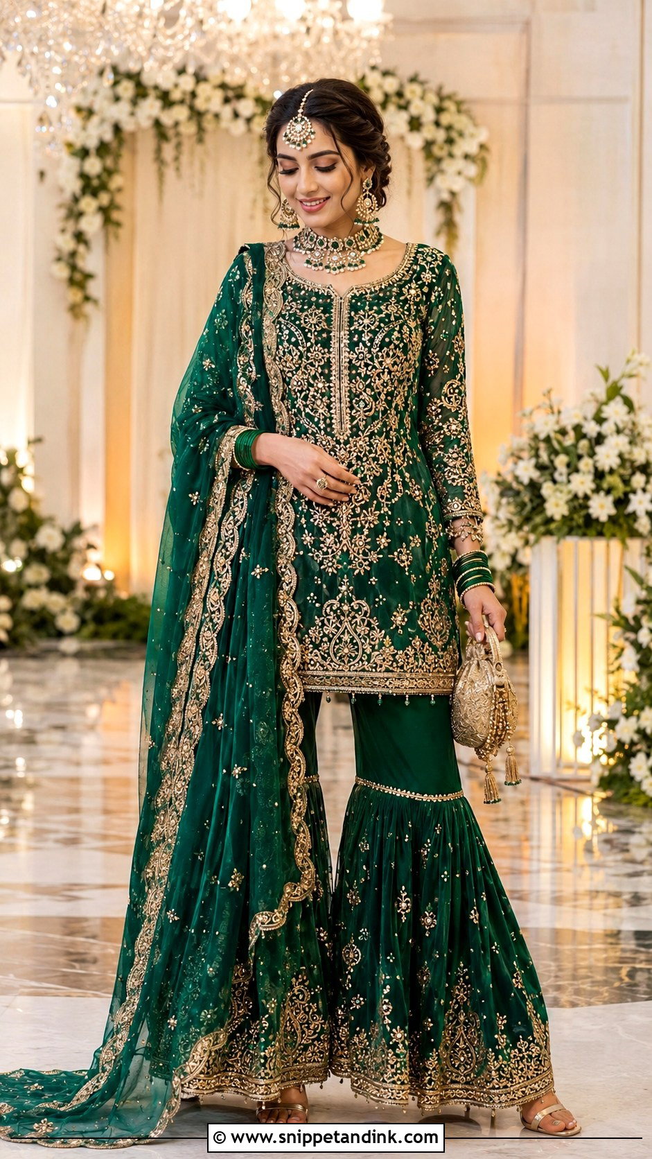 Emerald Green Pakistani Bridal Garara Dress - Snippet and Ink - 25 Garara Dress Pakistani Bridal Ideas