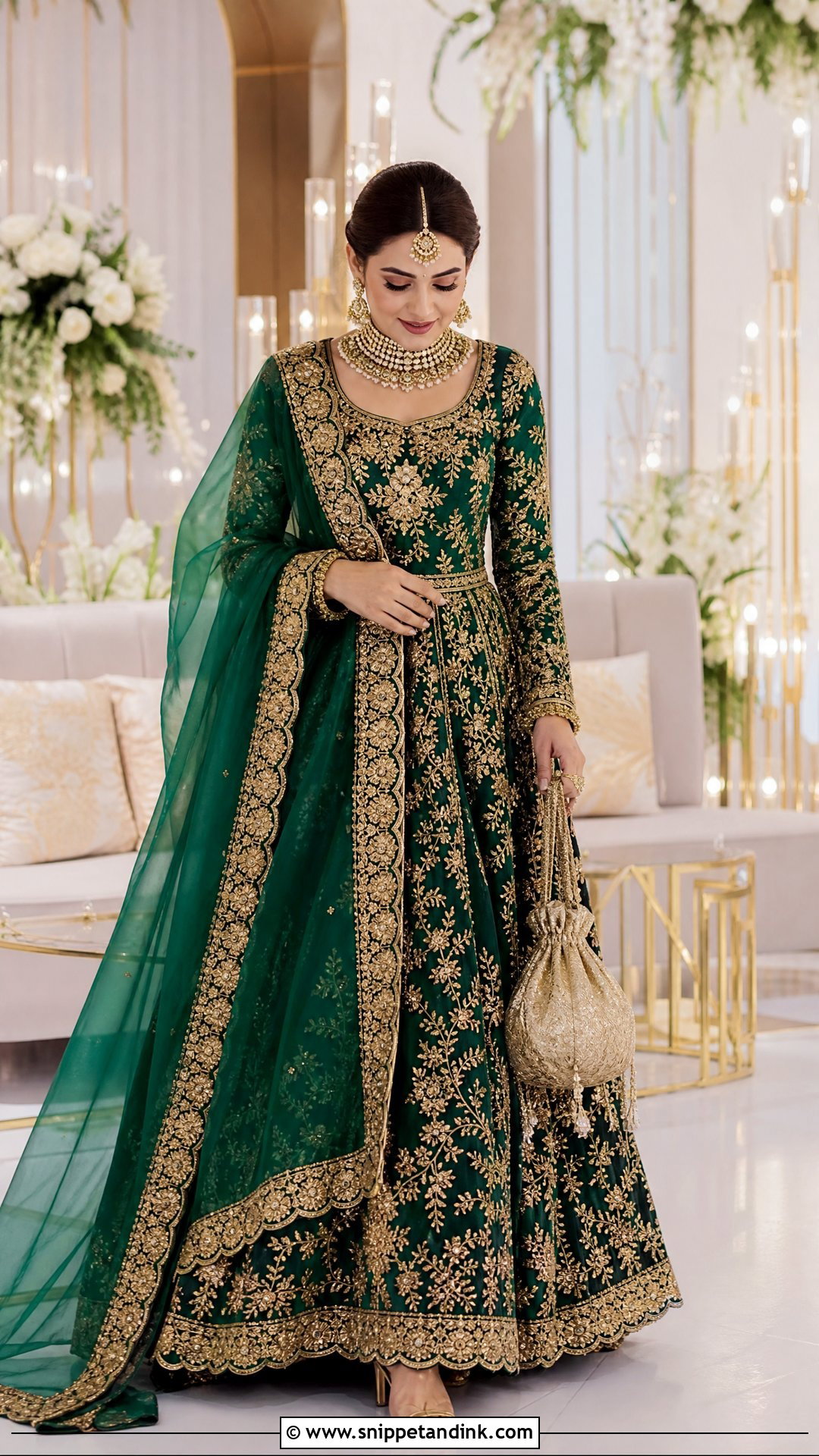Emerald Green Pakistani Bridal Gown - Snippet and Ink - 20 Pakistani Bridal Gowns