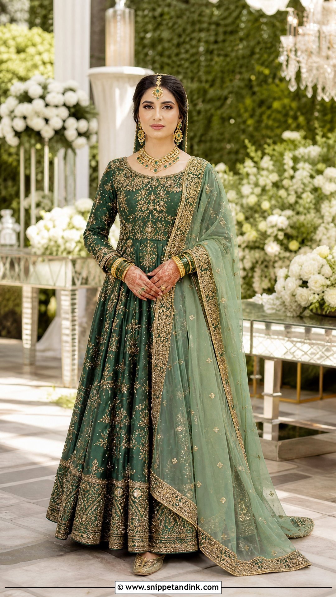 Emerald Green Pakistani Bridal Lehenga - Snippet and Ink - 20 New Pakistani Bridal Dresses