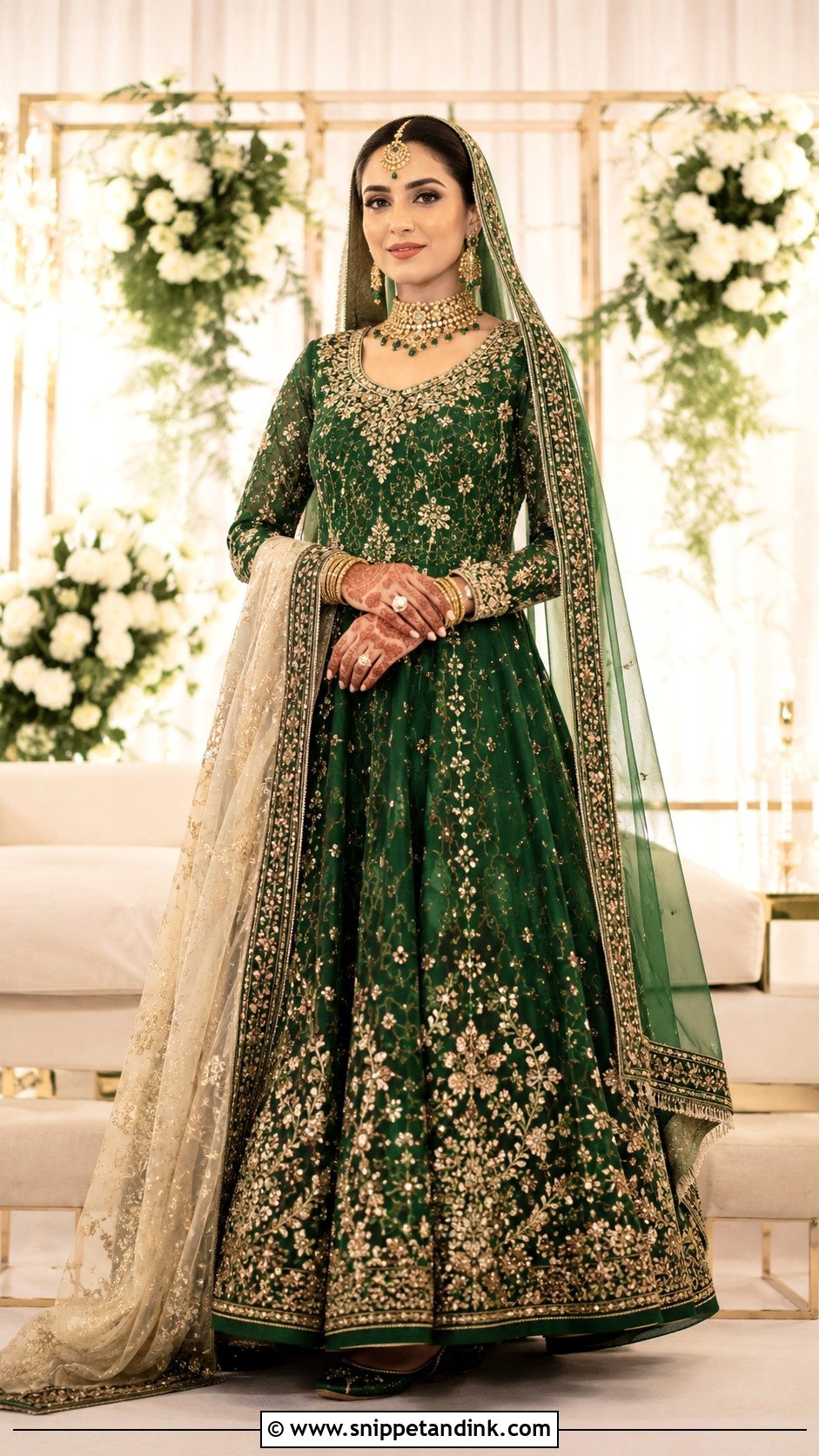 Emerald Green Pakistani Nikah Lehenga - Snippet and Ink - 20 Nikha Dresses Pakistani Bridal