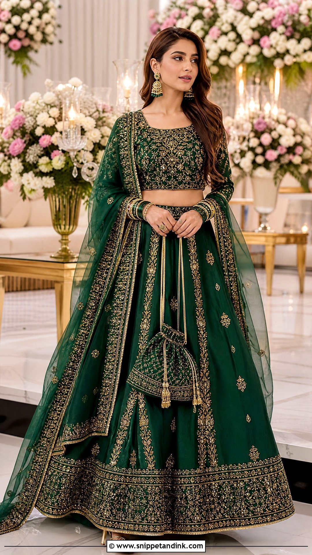 Emerald Green Pakistani Sister Wedding Lehenga - Snippet and Ink - 20 Pakistani Sister Wedding Dress Ideas