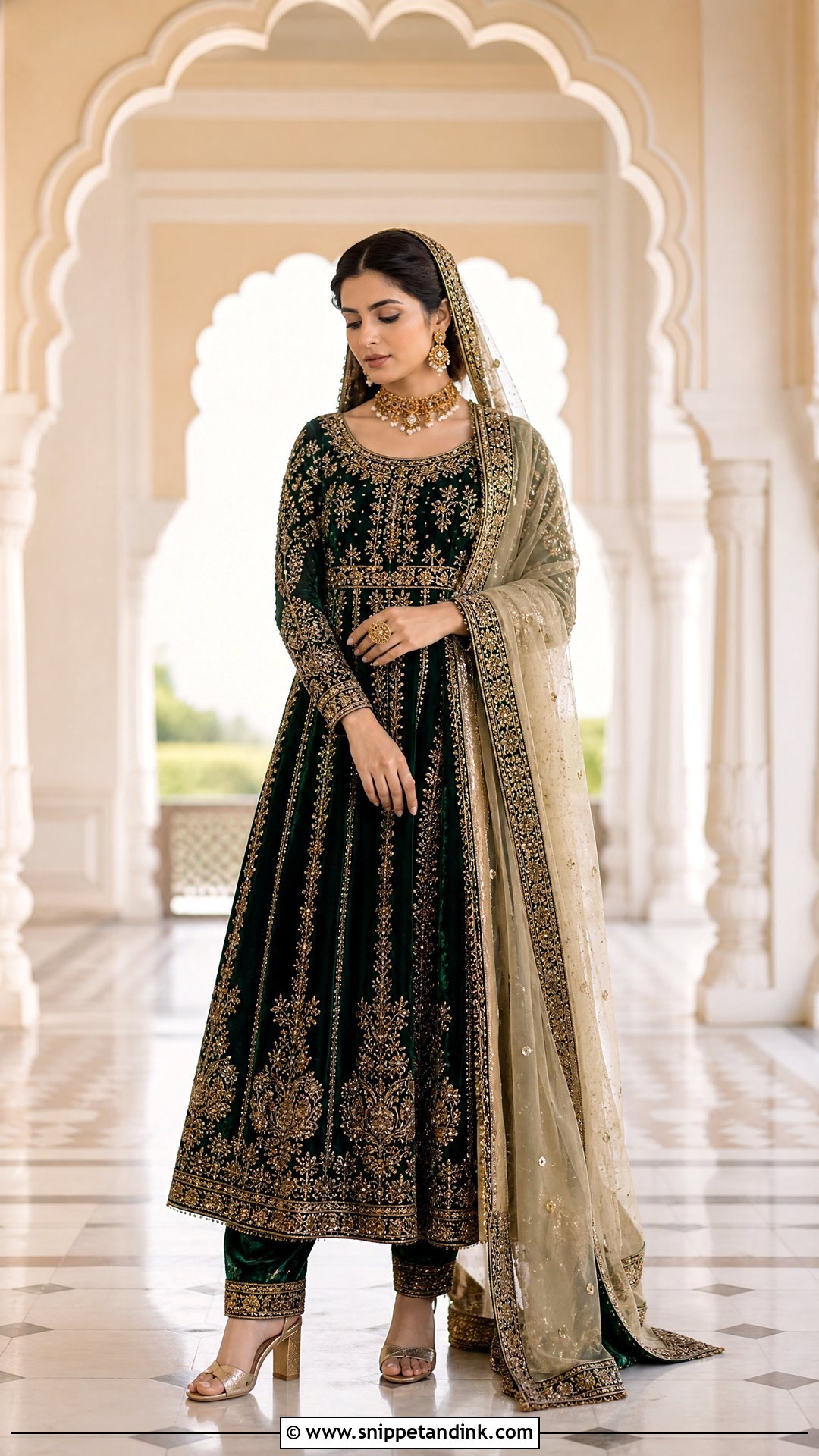 Emerald Green Pishwas Nikah Dress - Snippet and Ink - 20 Pakistani Nikah Dress Ideas
