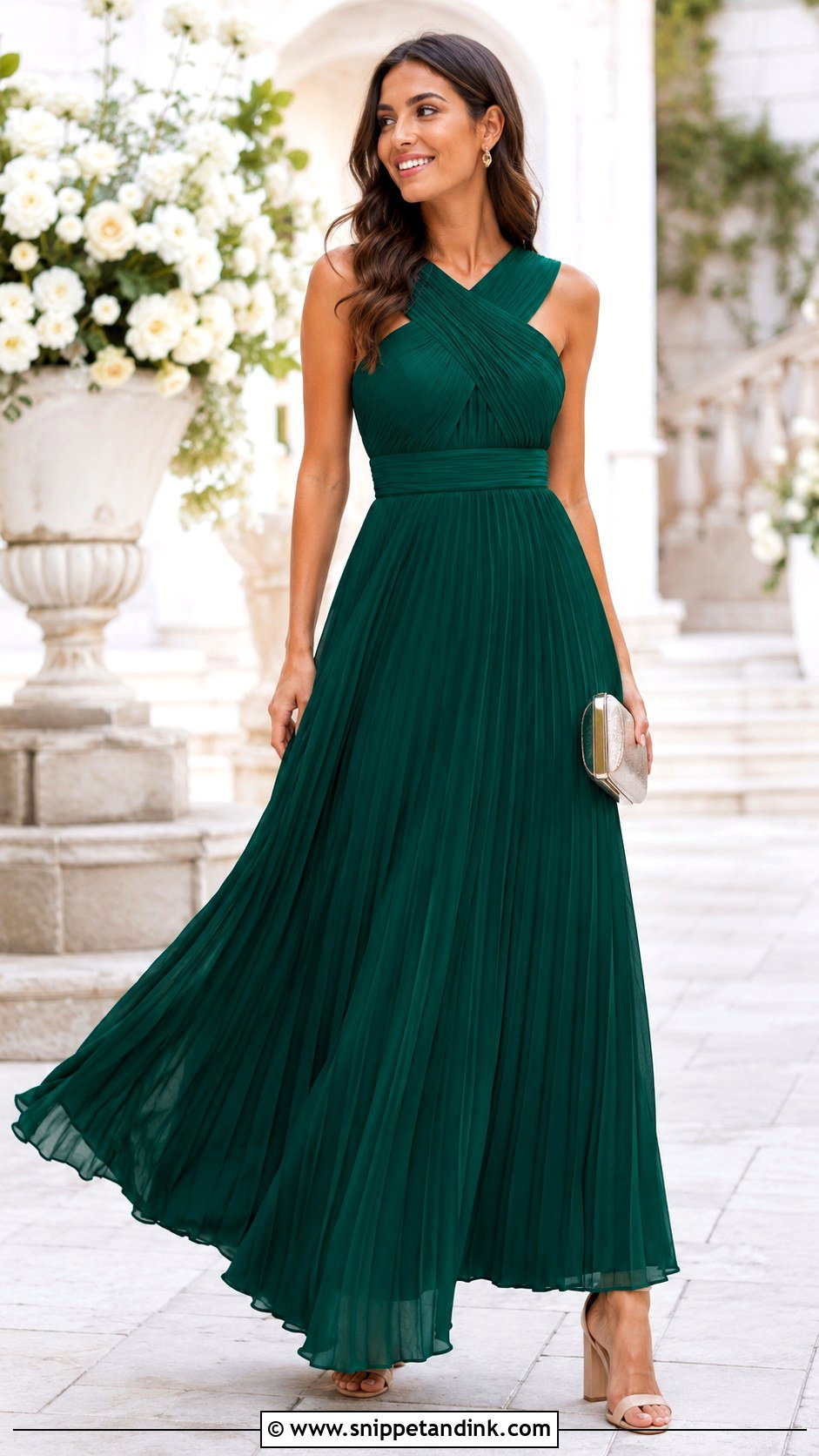 Emerald Green Pleated Maid of Honor Dress - Snippet and Ink - 20 Emerald Green Maid of Honor Dress Ideas