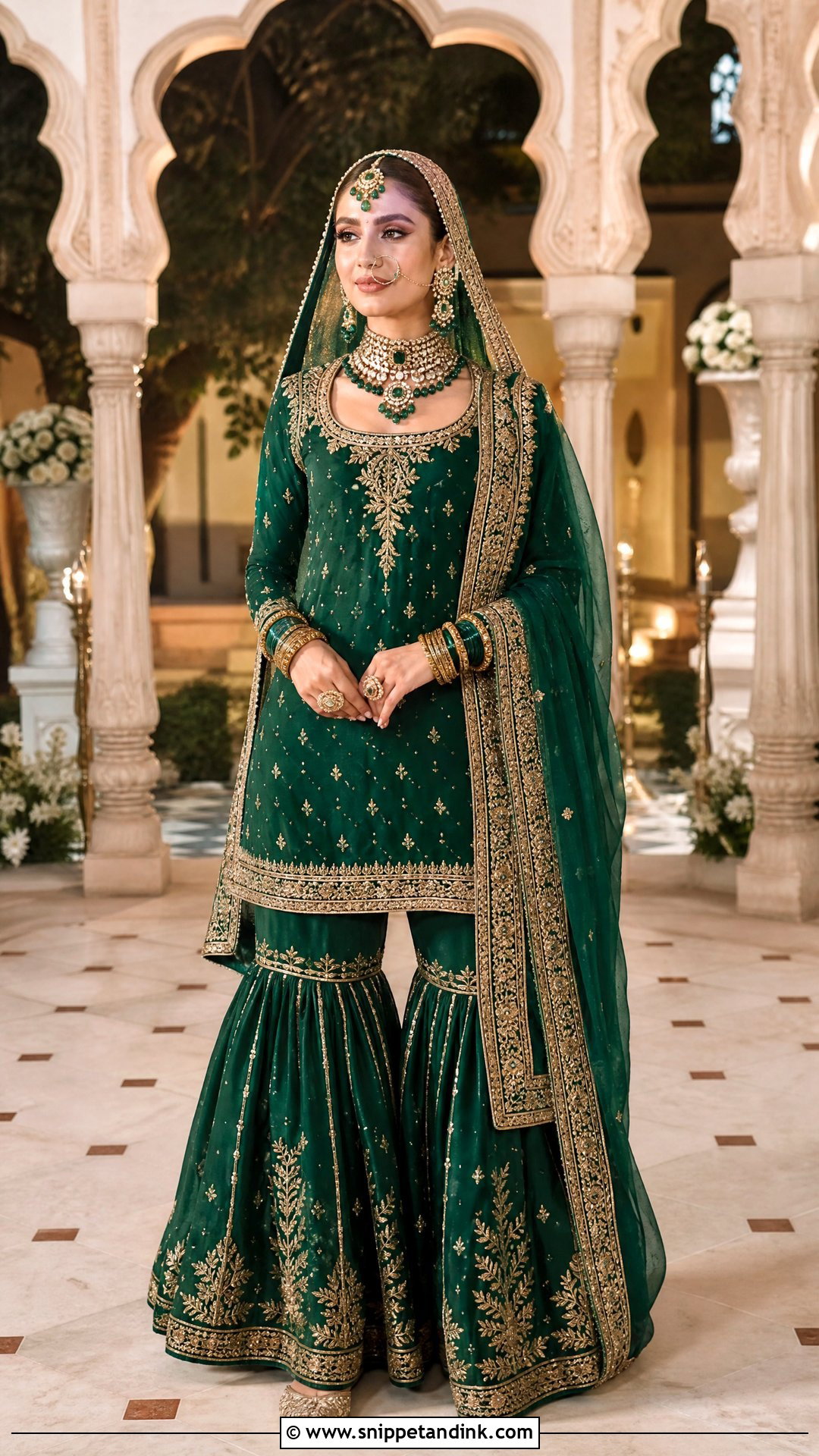 Emerald Green Punjabi Bridal Gharara Suit - Snippet and Ink - 20 Punjabi Bridal Wedding Suit Ideas
