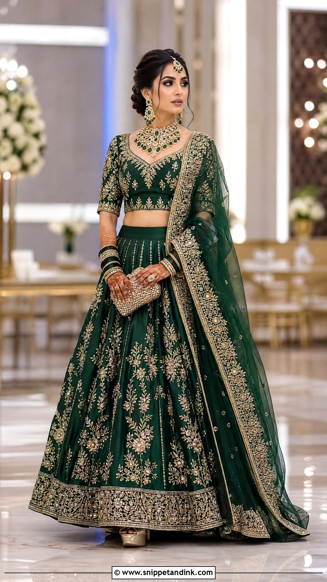 Emerald Green Punjabi Bridal Reception Lehenga - Snippet and Ink - 25 Sikh Wedding Dress Punjabi Bride Ideas