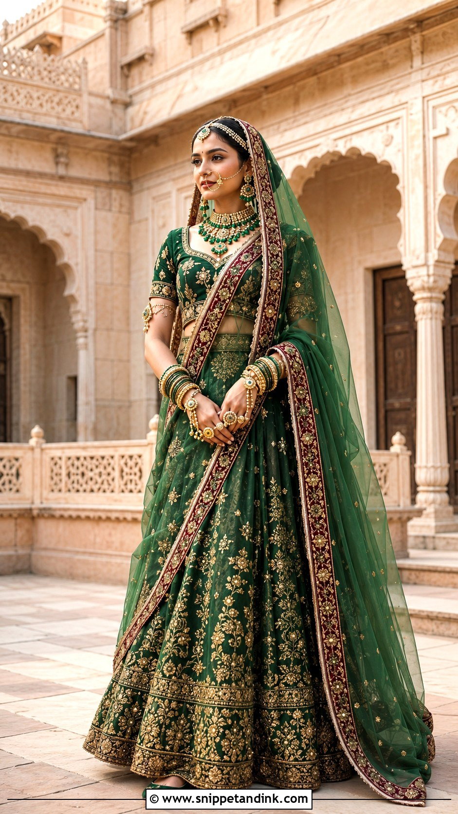 Emerald Green Rajput Bridal Poshak - Snippet and Ink - 20 Royal Rajput Bride Ideas
