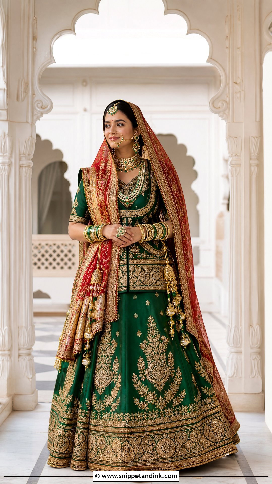 Emerald Green Rajputi Bridal Poshak - Snippet and Ink - 20 Rajputi Bridal Poshak Ideas