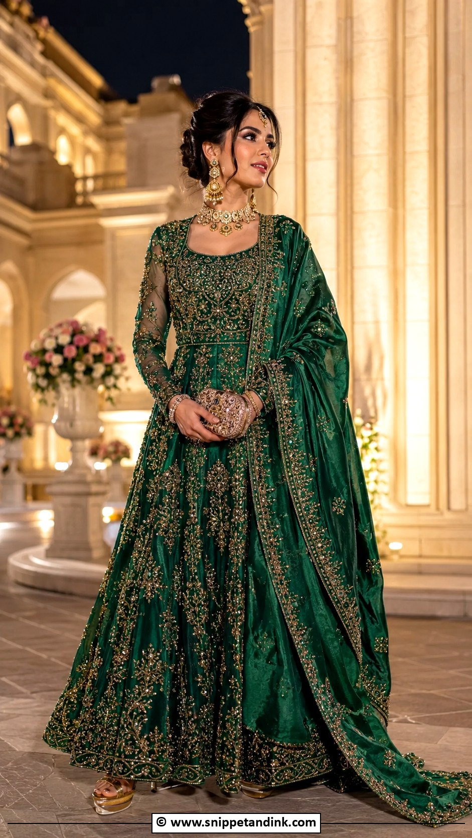 Emerald Green Reception Gown - Snippet and Ink - 25 Indian Receptions Bridal Gowns