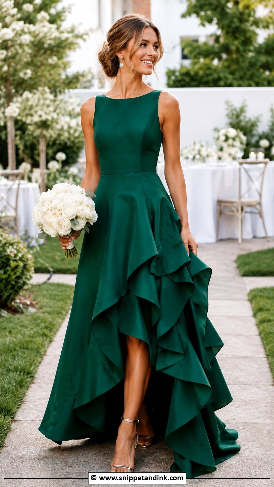 Emerald Green Ruffle Wedding Dress - Snippet and Ink - 30 Emerald Green Wedding Dress Ideas
