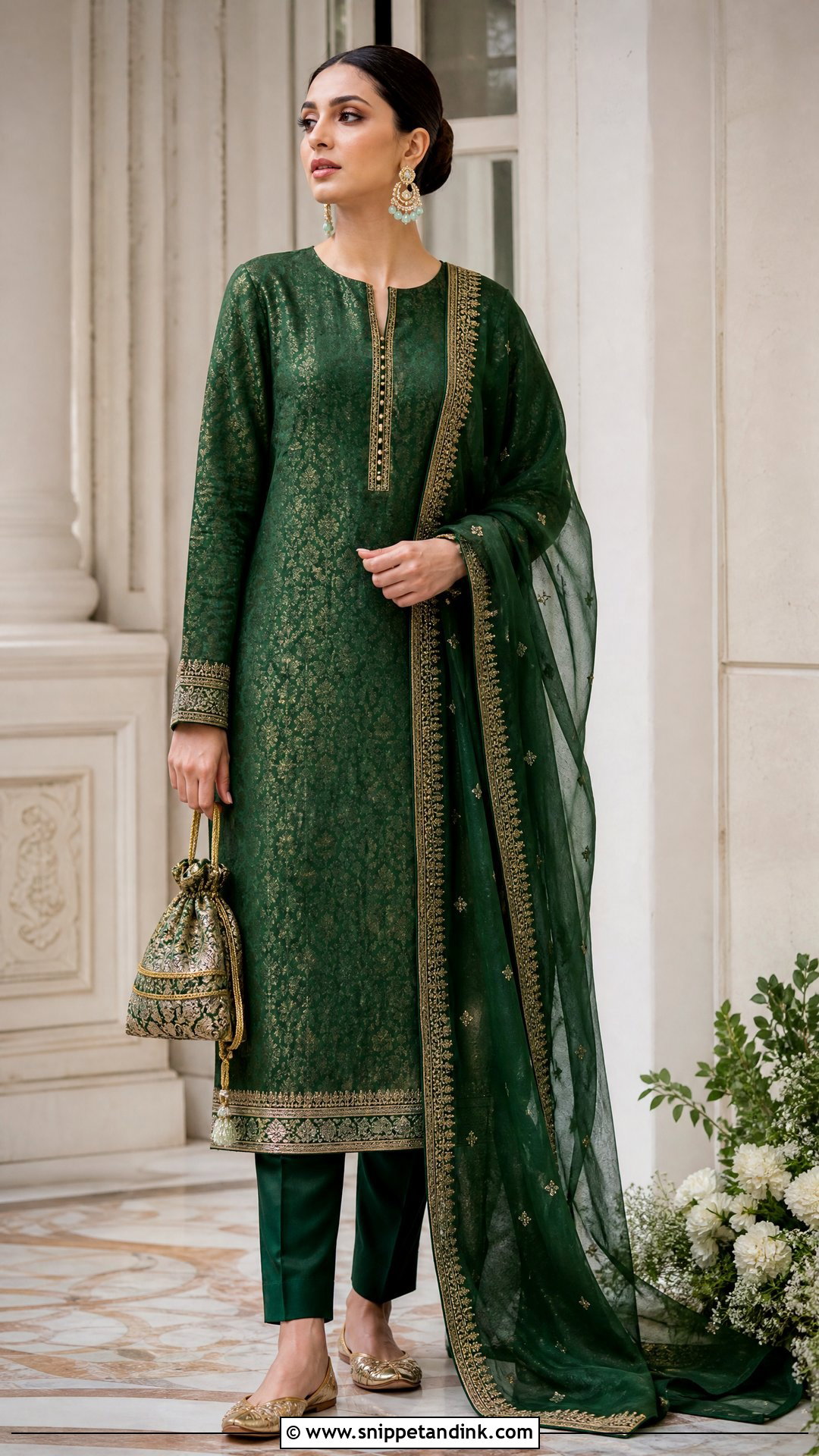 Emerald Green Sabyasachi Brocade Suit - Snippet and Ink - 20 Sabyasachi Salwar Suits