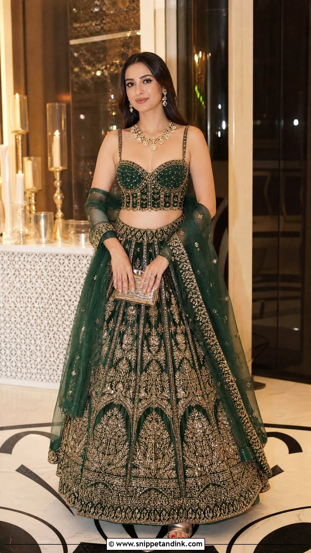 Emerald Green Sangeet Dress - Snippet and Ink - 25 Sangeet Dress for Bride Ideas