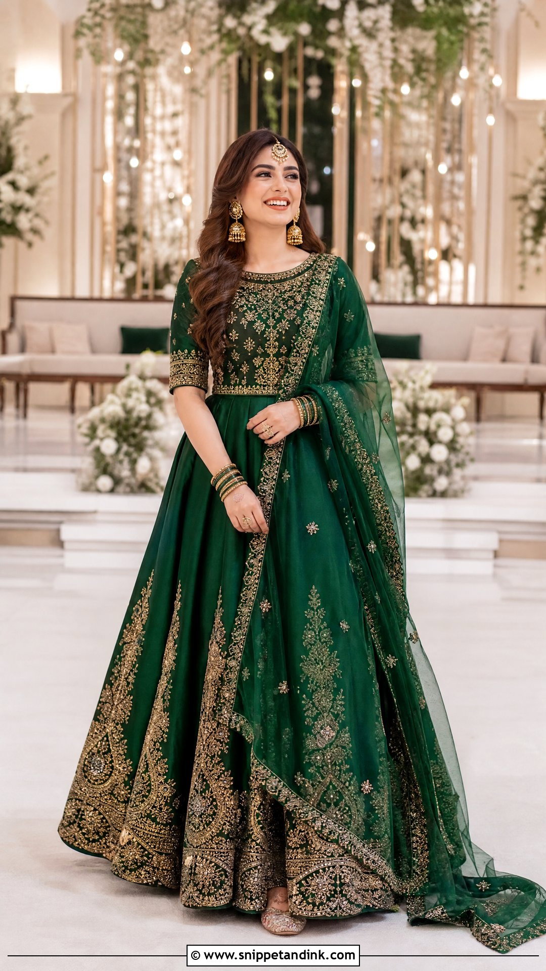 Emerald Green Sangeet Lehenga Choli - Snippet and Ink - 20 Pakistani Bridal Sangeet Outfit Ideas