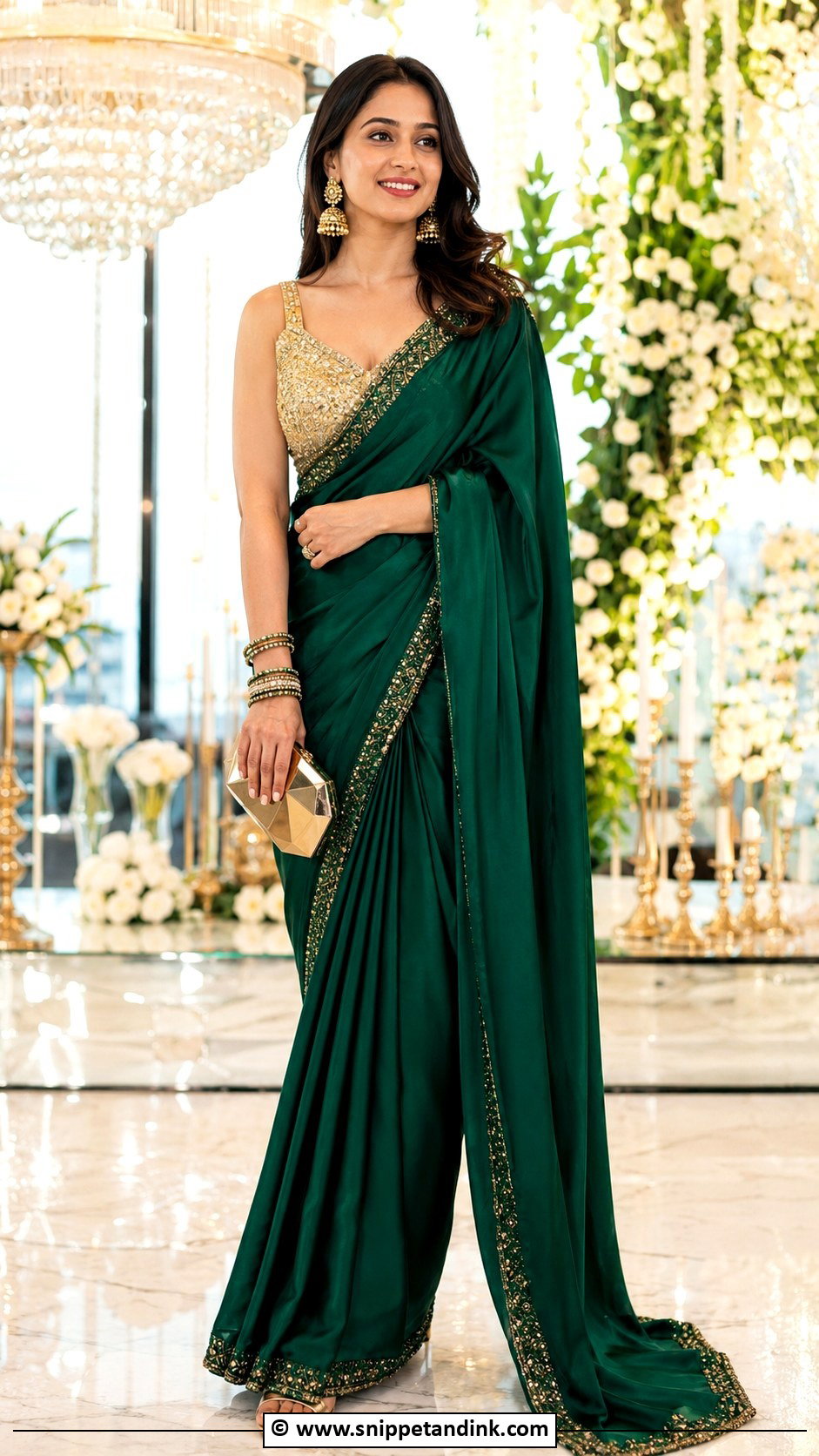 Emerald Green Saree Marriage Outfit - Snippet and Ink - 30 Marriage Outfits for Women