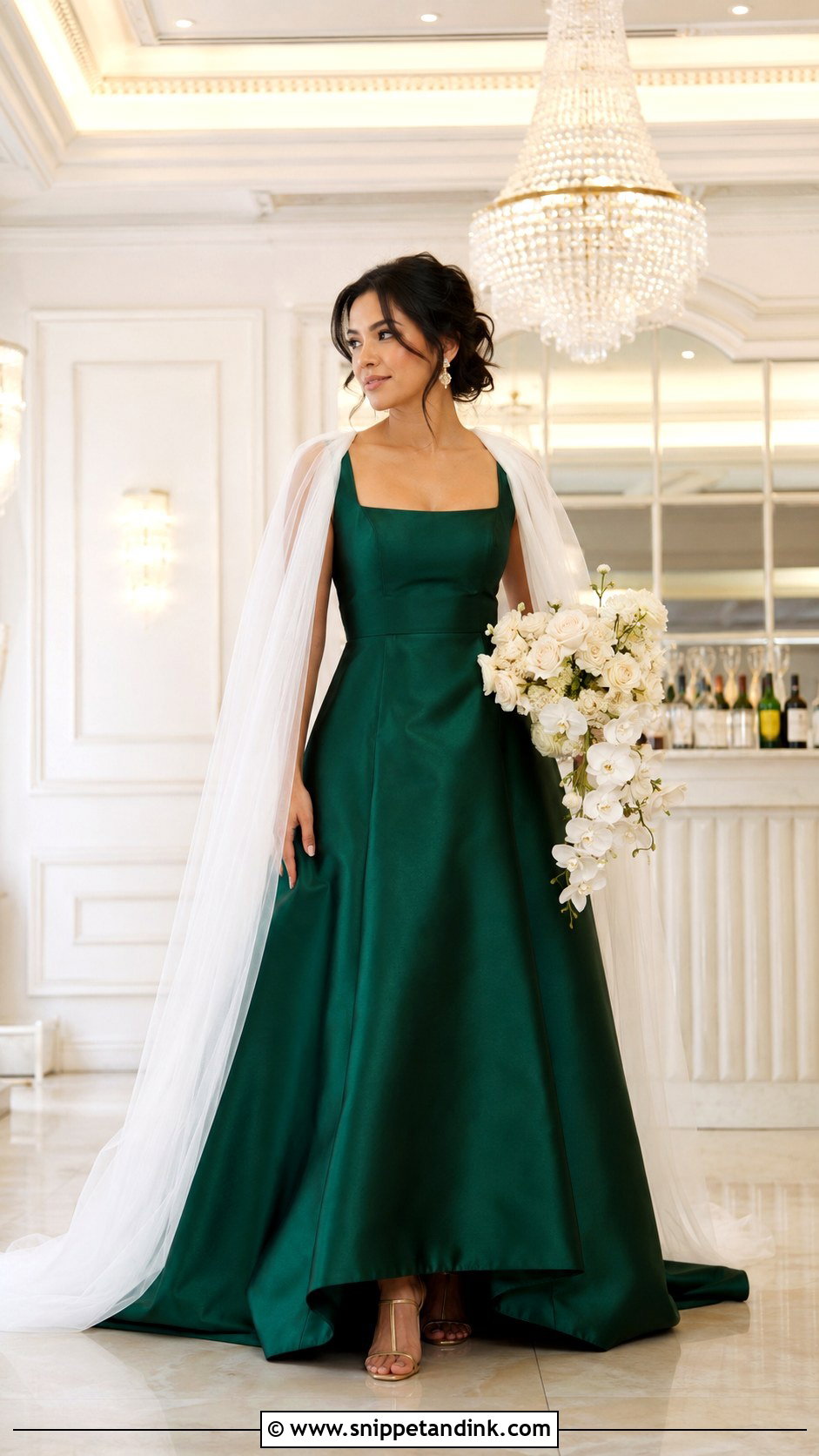 Emerald Green Satin Wedding Dress - Snippet and Ink - 20 Green Bride Dress Ideas