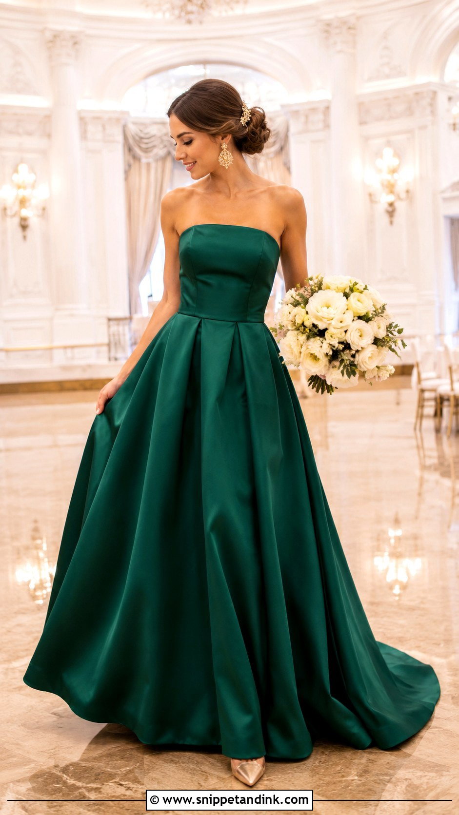 Emerald Green Satin Wedding Dress Outfit - Snippet and Ink - 20 Green Wedding Dress Outfit Ideas