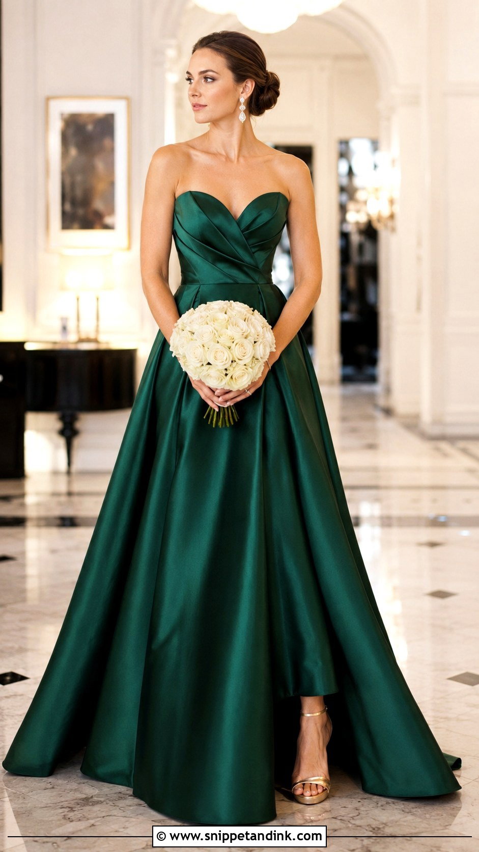 Emerald Green Satin Wedding Gown - Snippet and Ink - 20 Green Wedding Gown Ideas